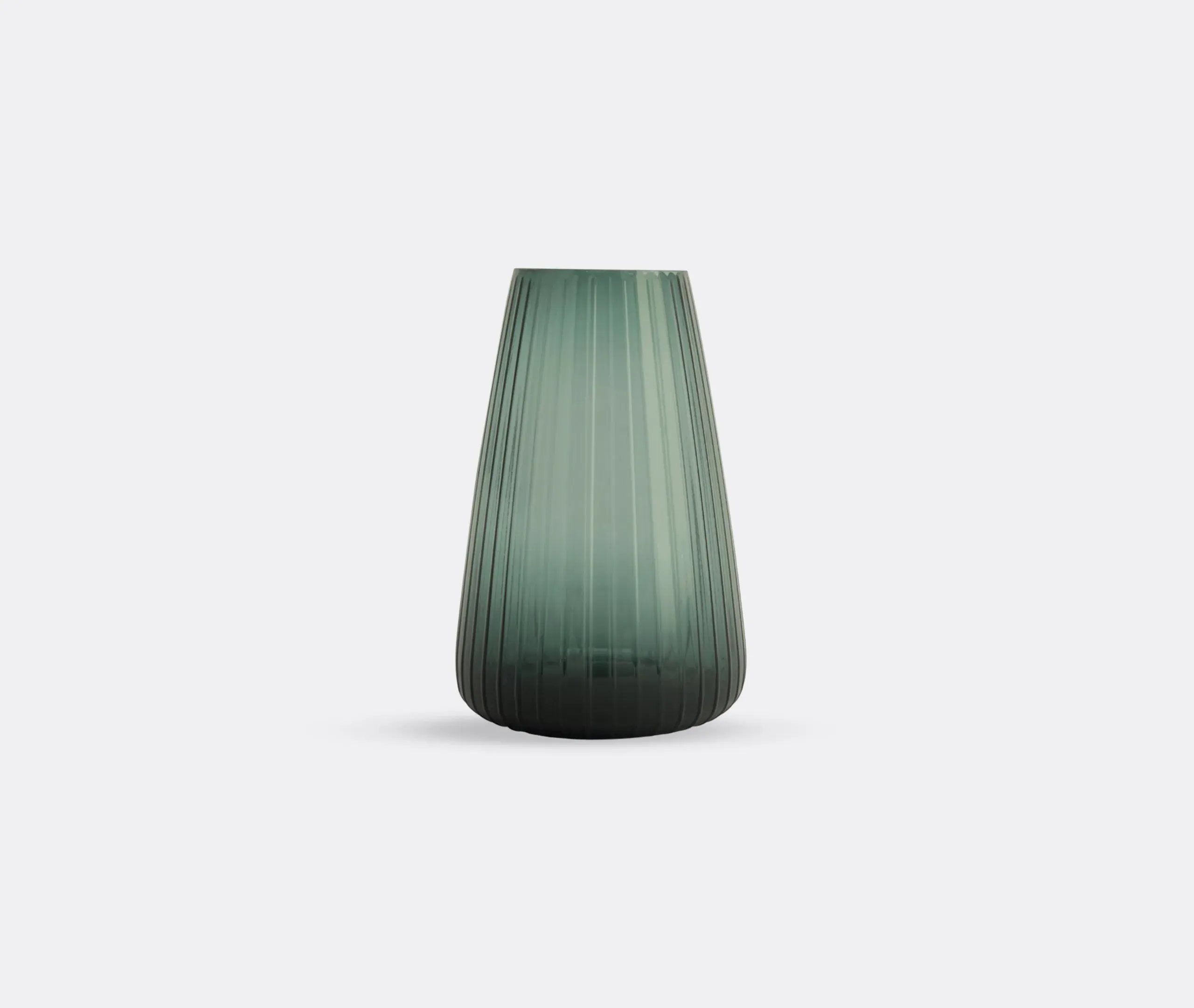 Large Ribbed Vase - Green, Glass