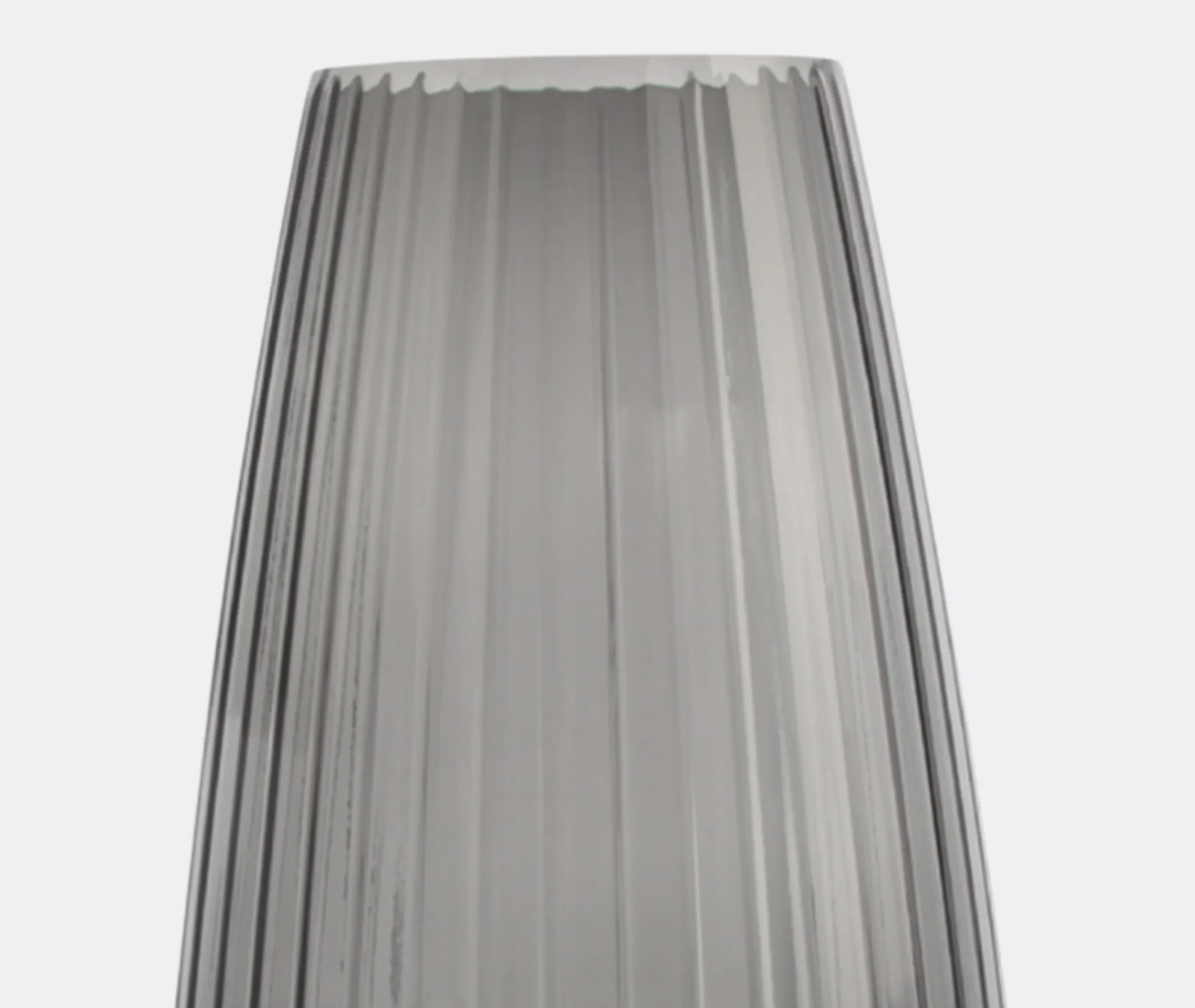 Large Ribbed Vase - Grey, Glass
