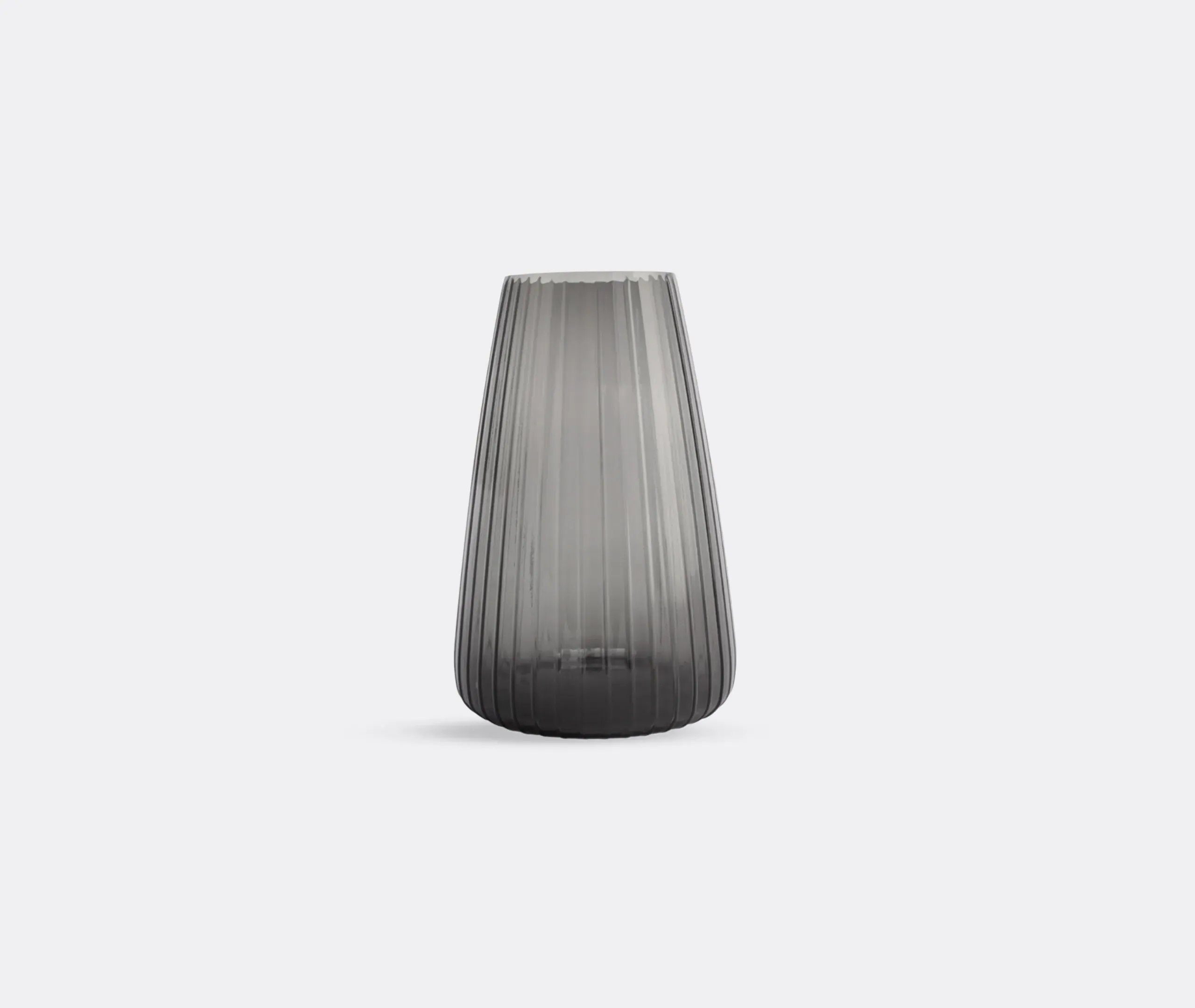 Large Ribbed Vase - Grey, Glass