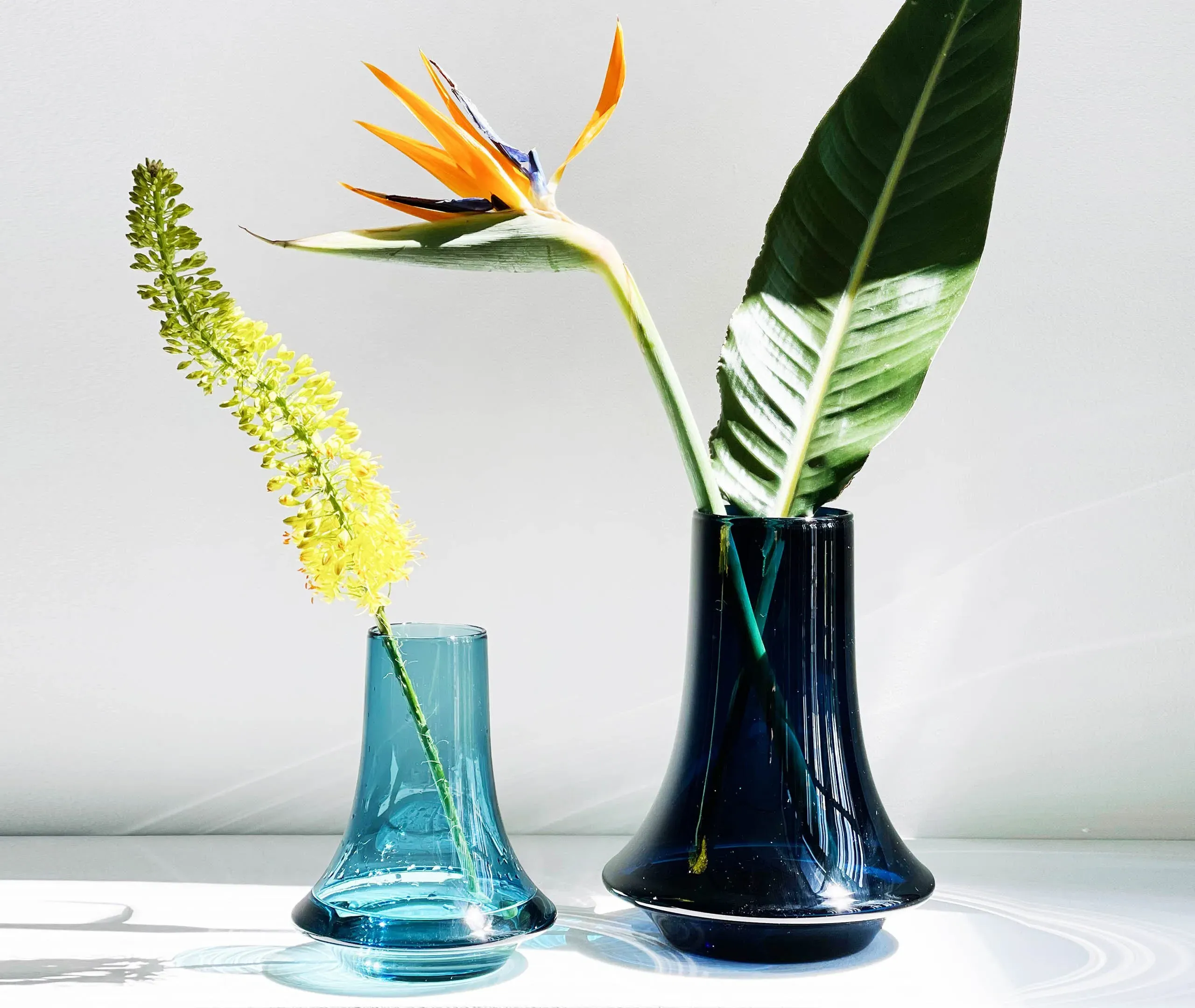 Large Spinn Vase with Fluted Design - Blue Glass