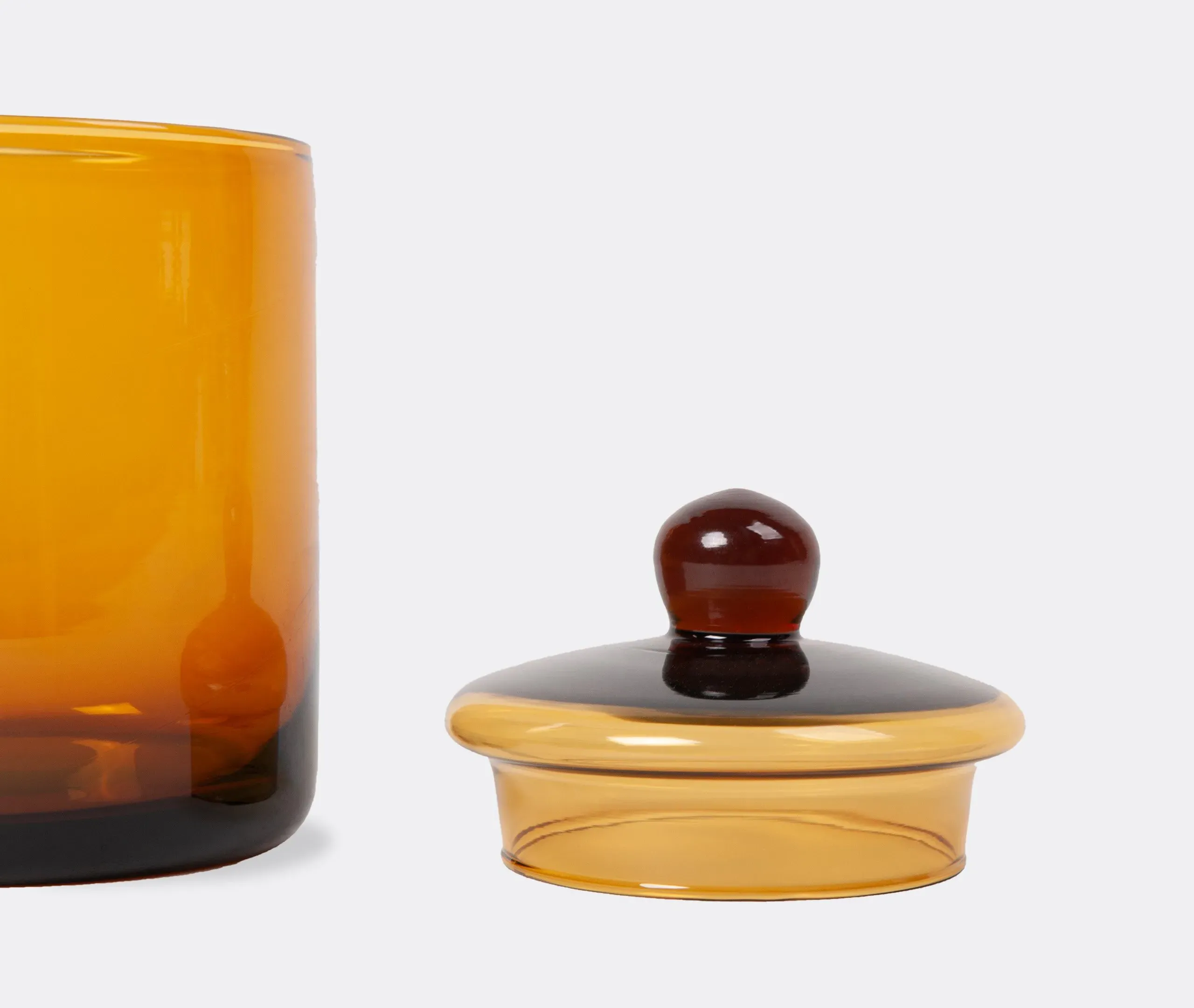 Large Storage Container with Lid - Amber, Glass