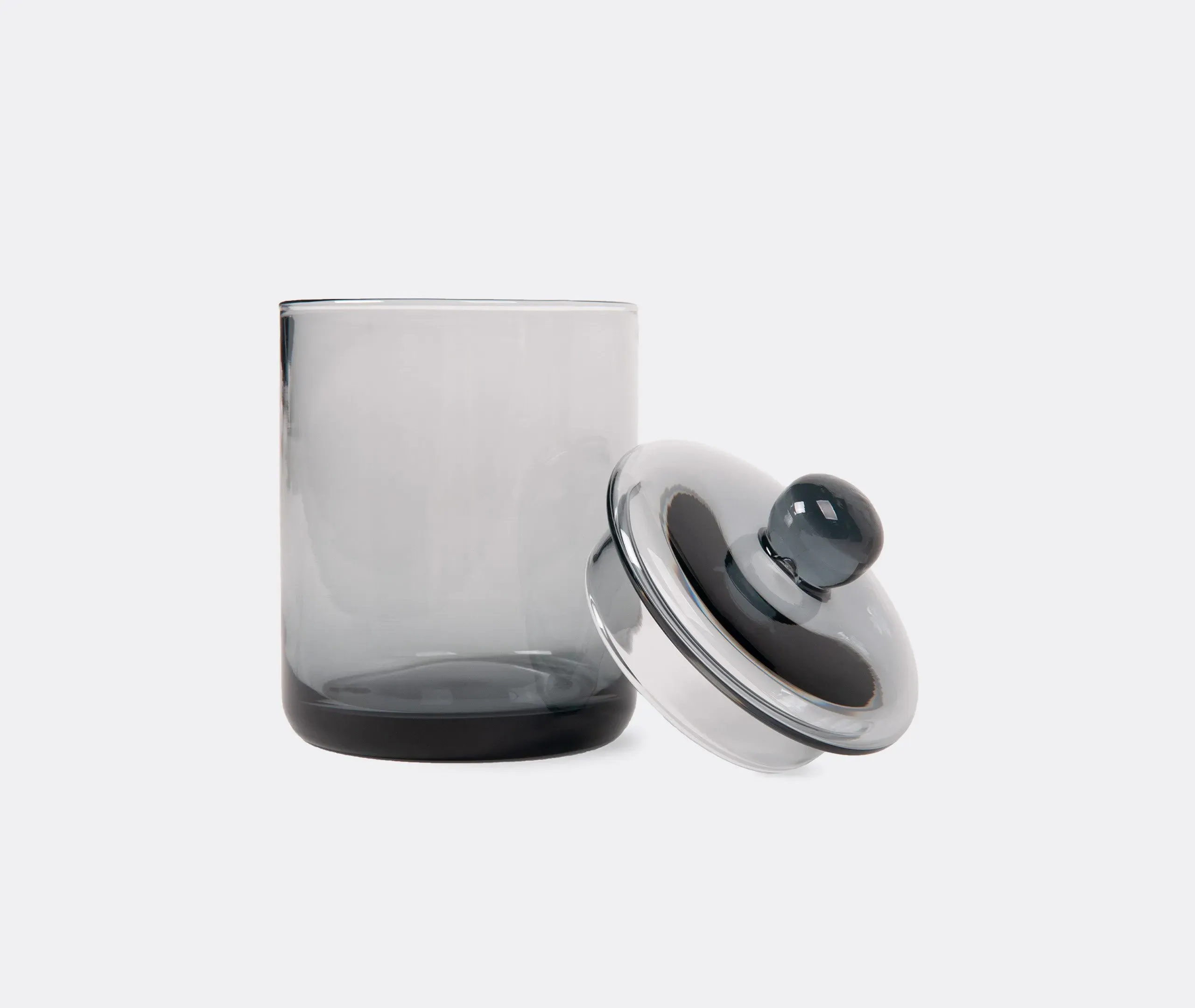 Large Storage Container with Lid - Grey, Glass