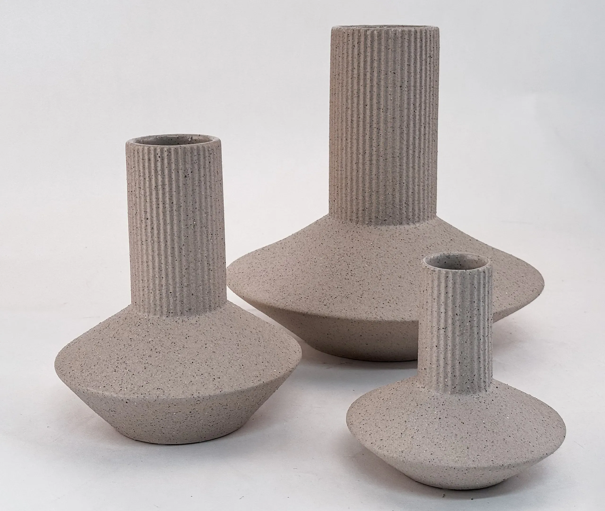 Large Vase with Ribbed Neck - Sand, Stoneware