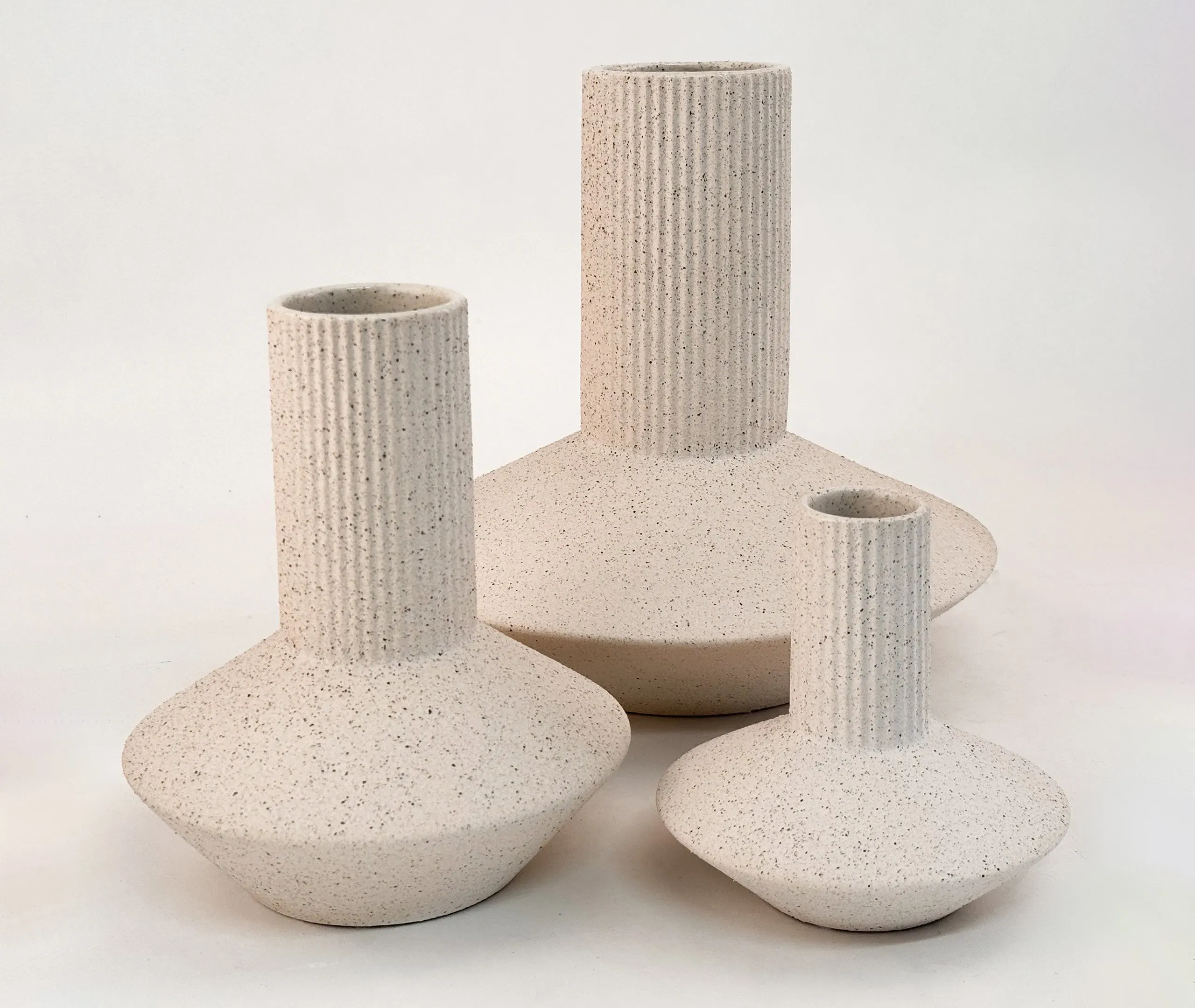 Large Vase with Ribbed Neck - White, Stoneware