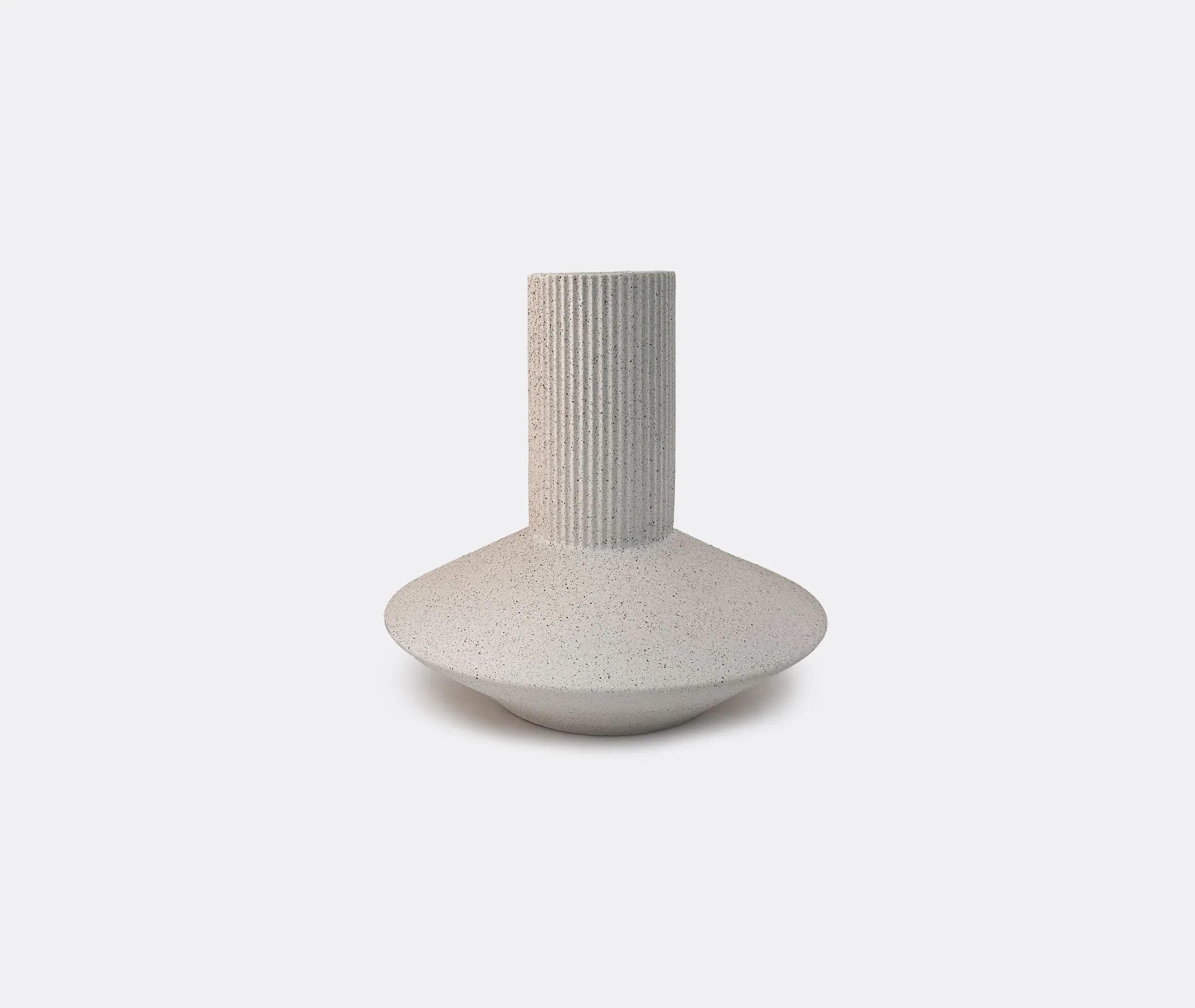 Large Vase with Ribbed Neck - White, Stoneware