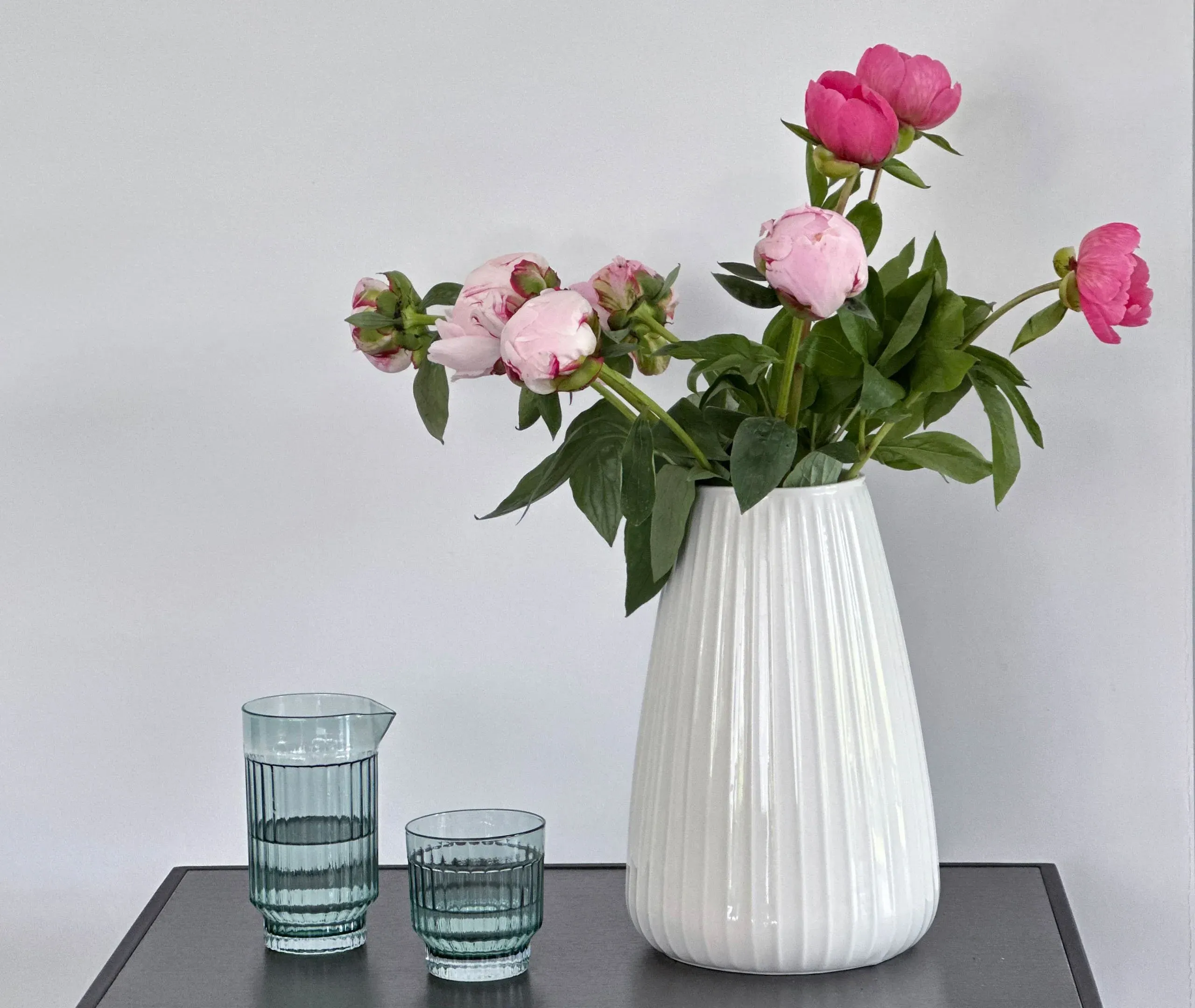 Large Vase with Stripes - Cream, Ceramic