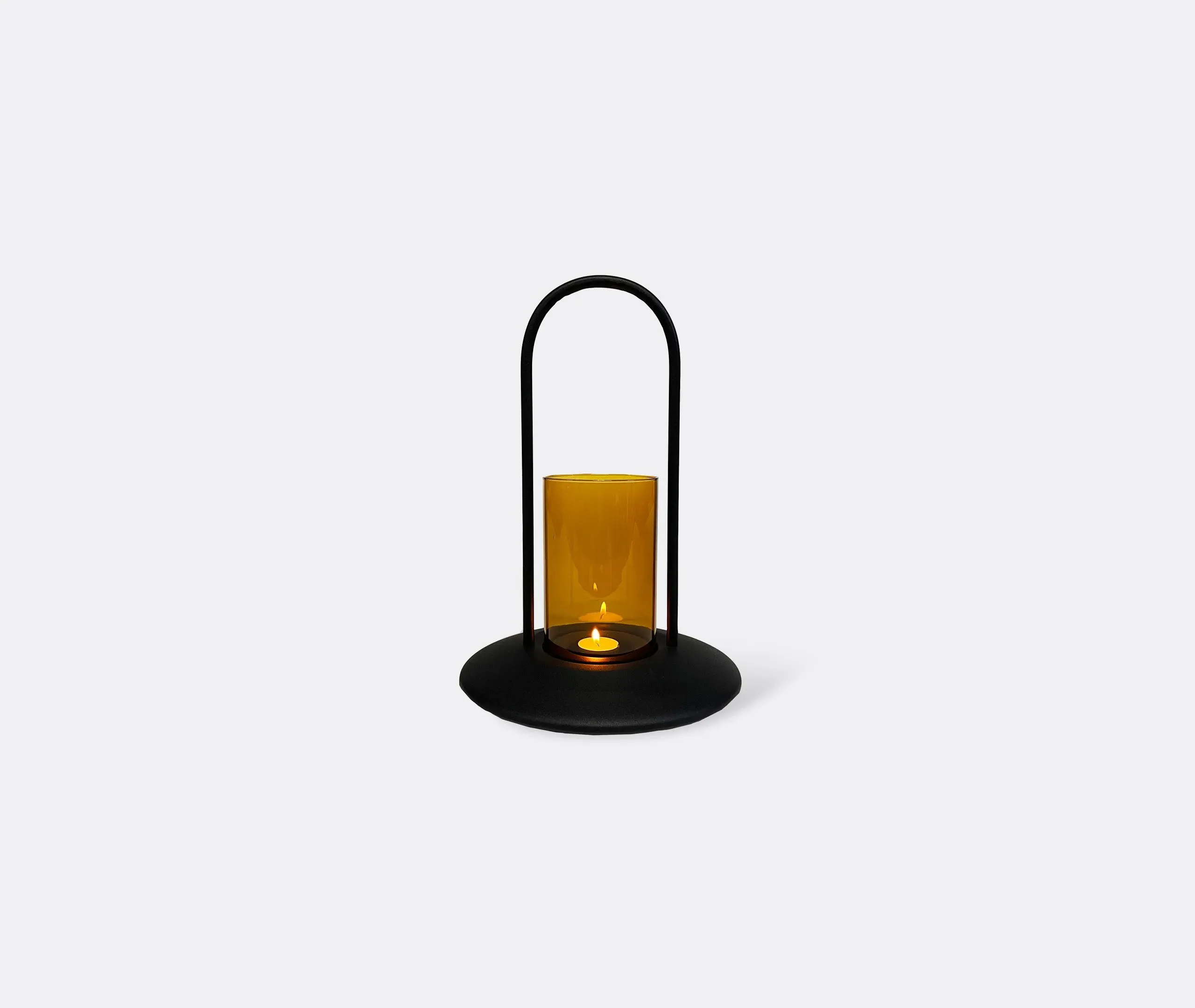 Medium Lantern with Handle - Amber, Glass image