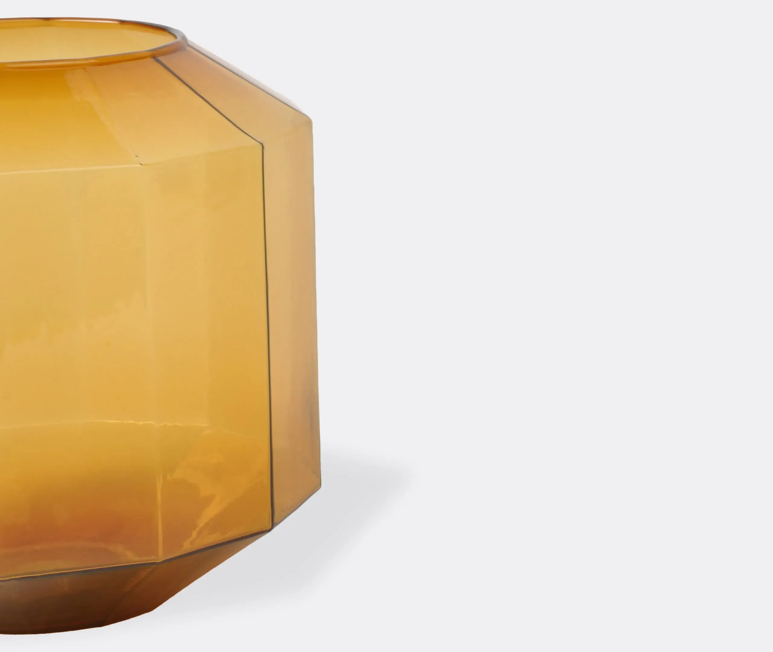 Medium Vase with 12-Sided Design - Amber, Glass