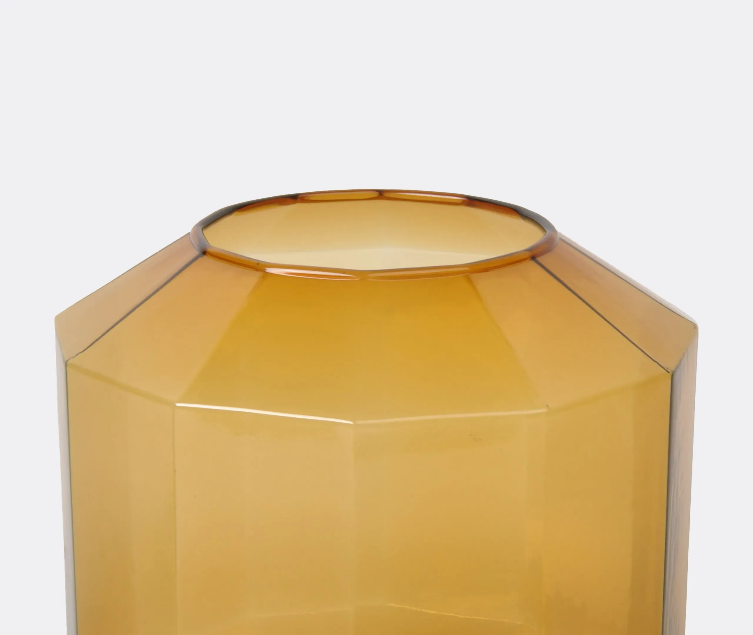 Medium Vase with 12-Sided Design - Amber, Glass