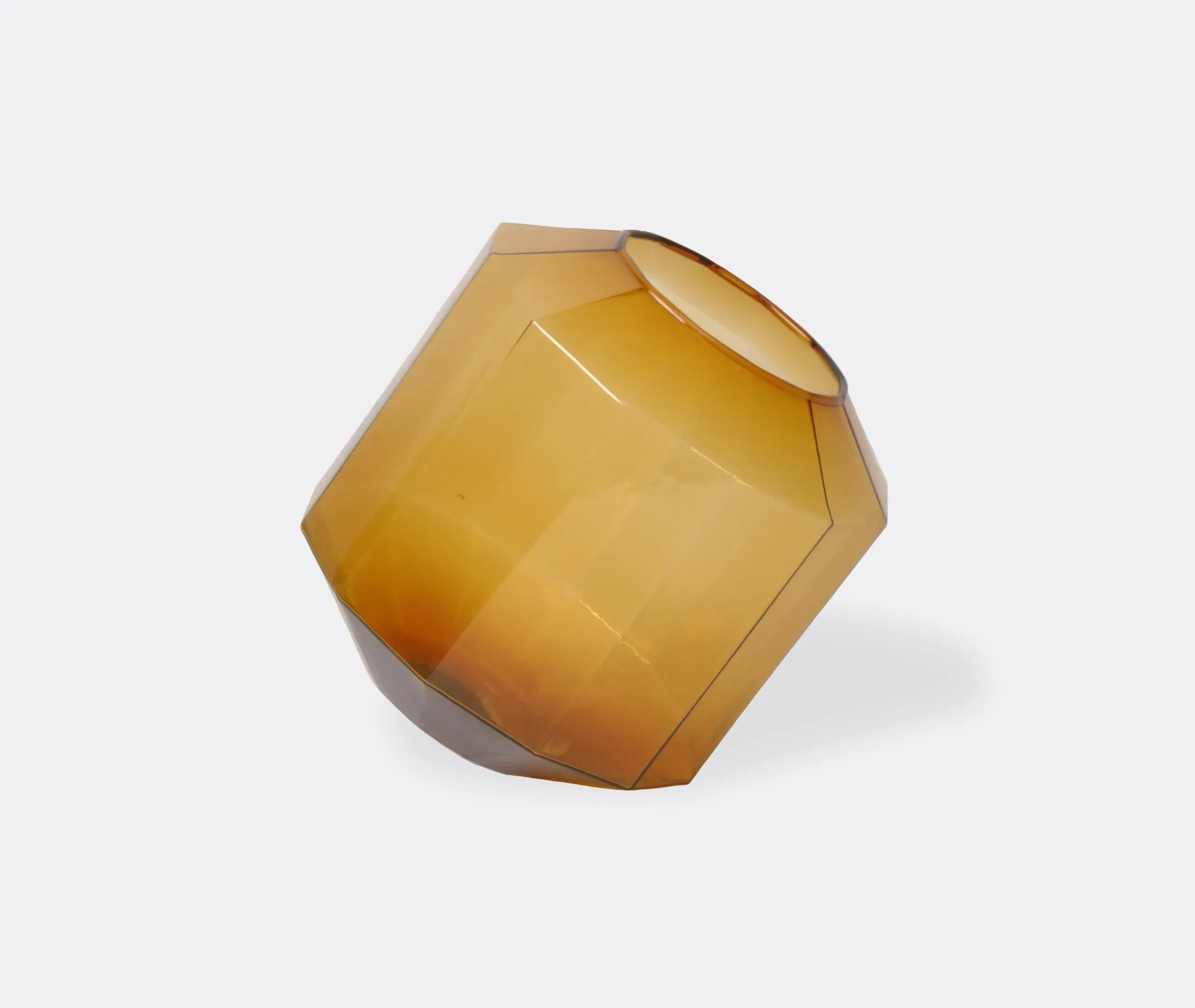 Medium Vase with 12-Sided Design - Amber, Glass