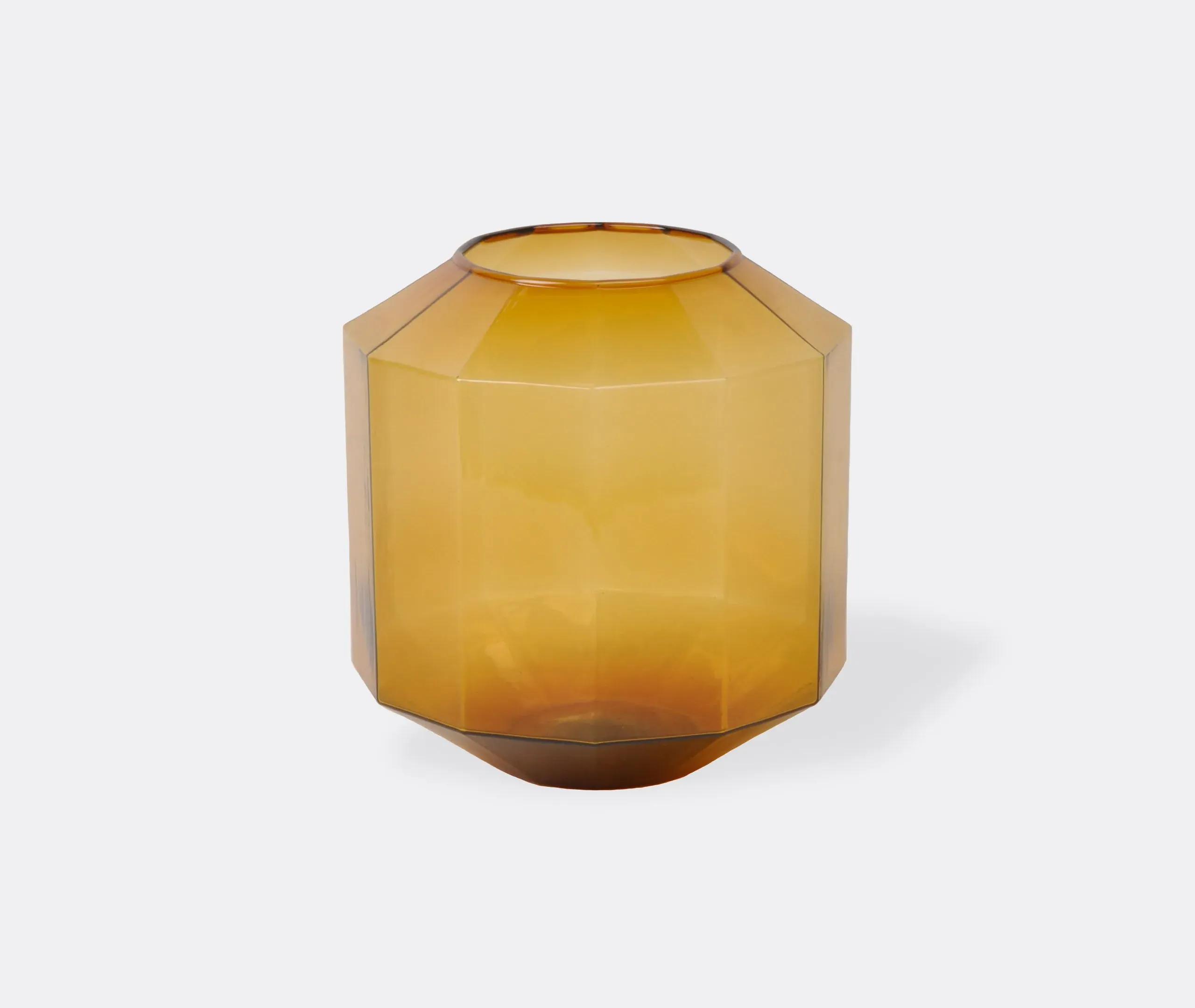 Medium Vase with 12-Sided Design - Amber, Glass image