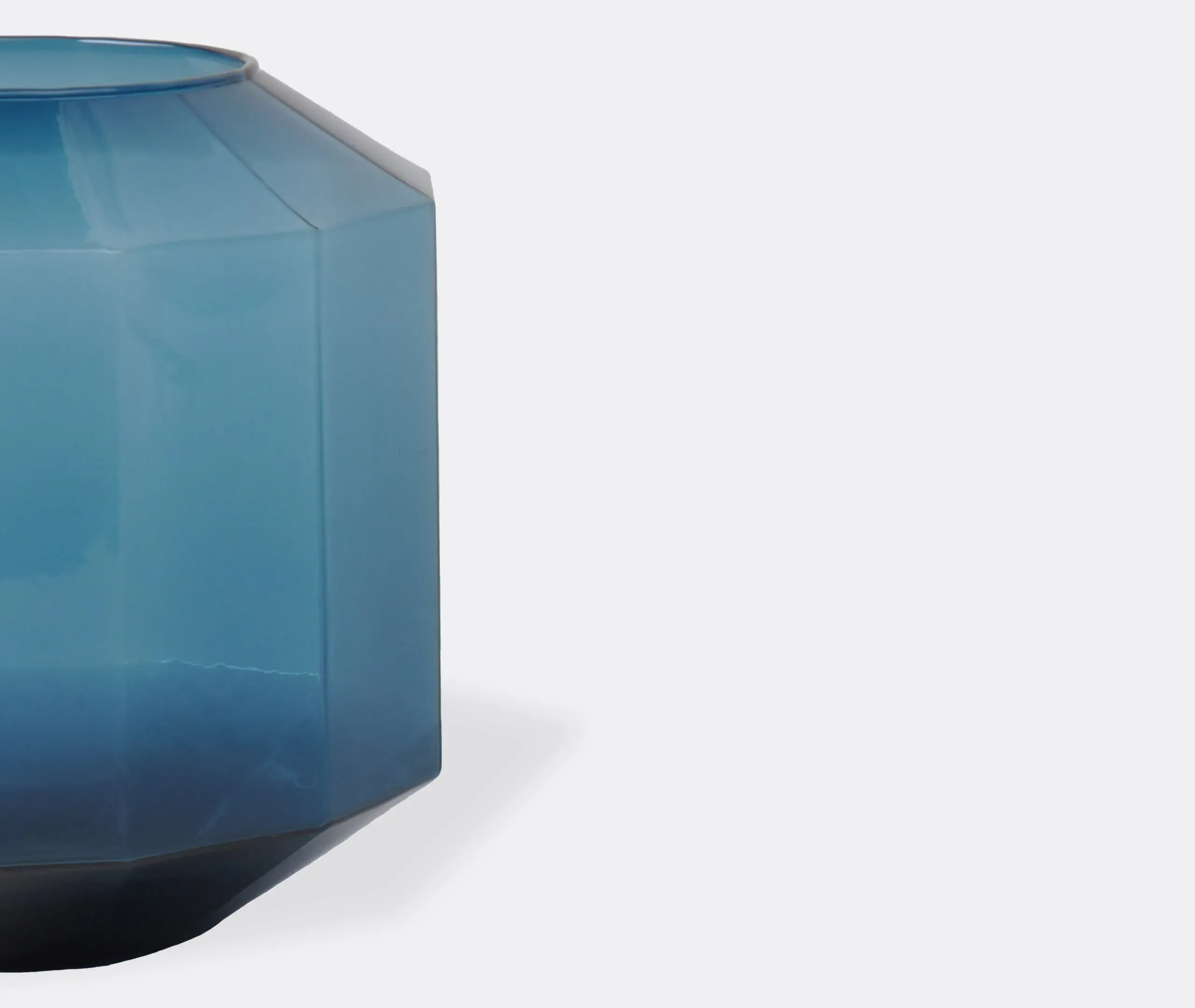 Medium Vase with 12-Sided Design - Blue, Glass