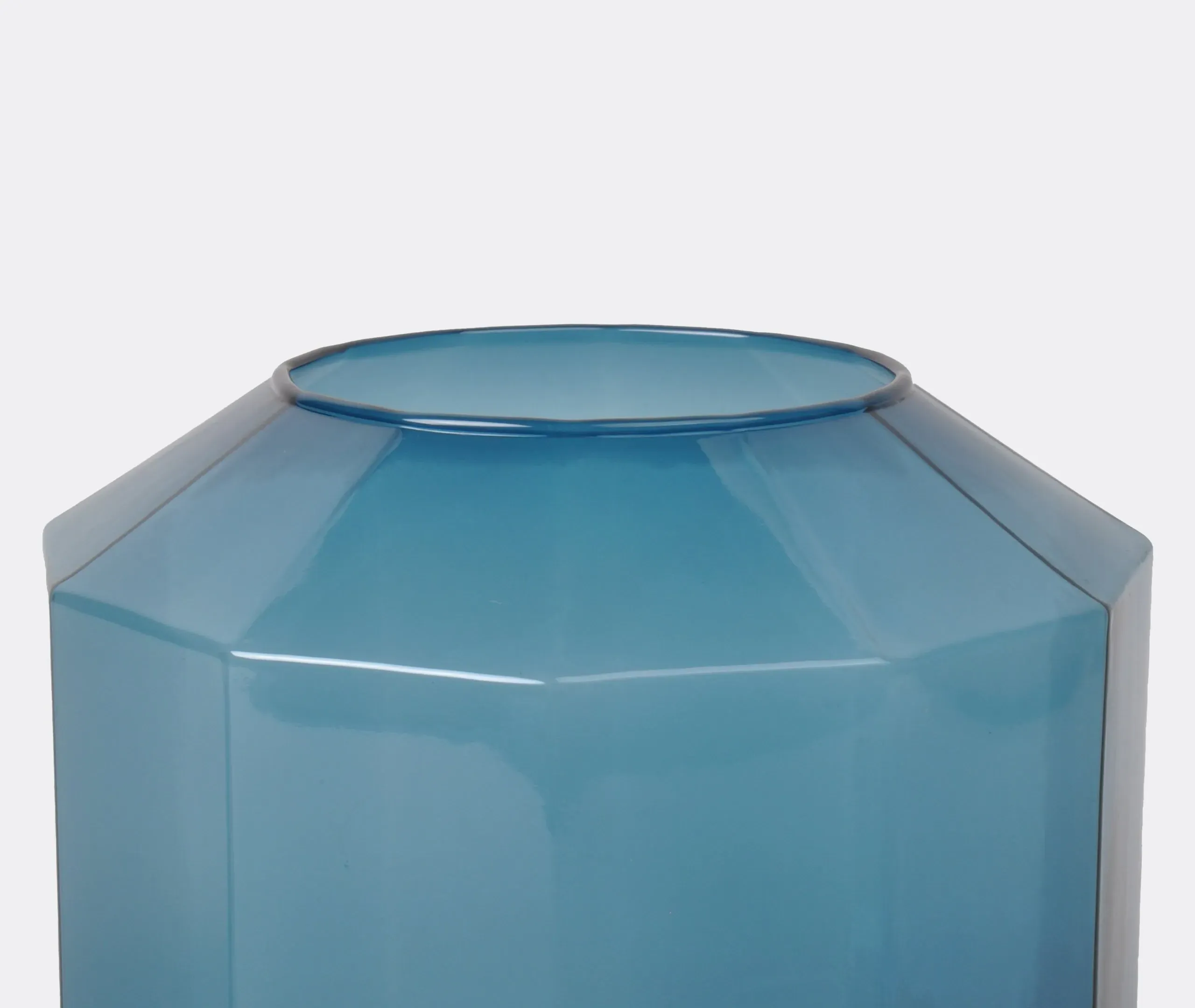 Medium Vase with 12-Sided Design - Blue, Glass
