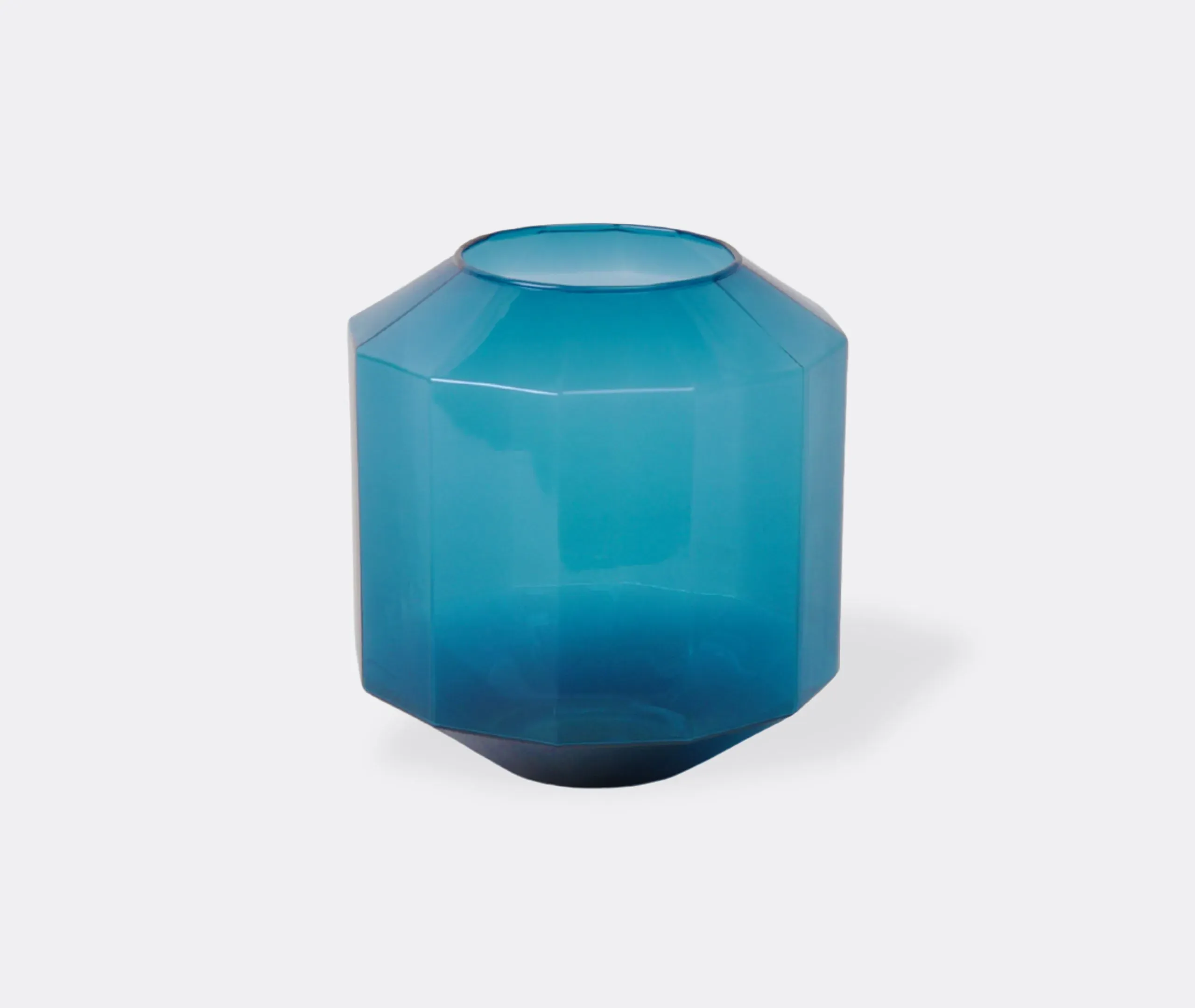 Medium Vase with 12-Sided Design - Blue, Glass
