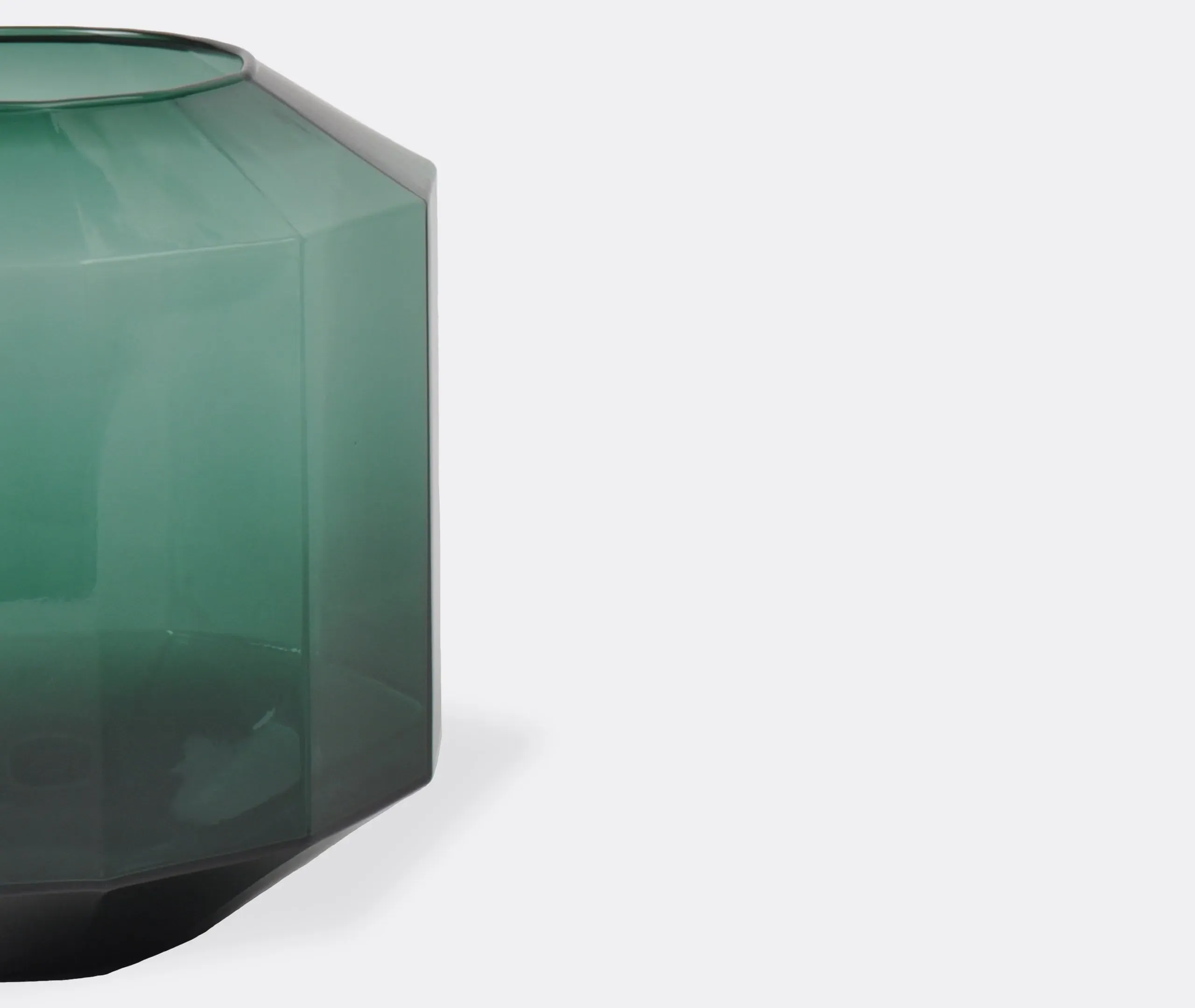Medium Vase with 12-Sided Design - Green, Glass