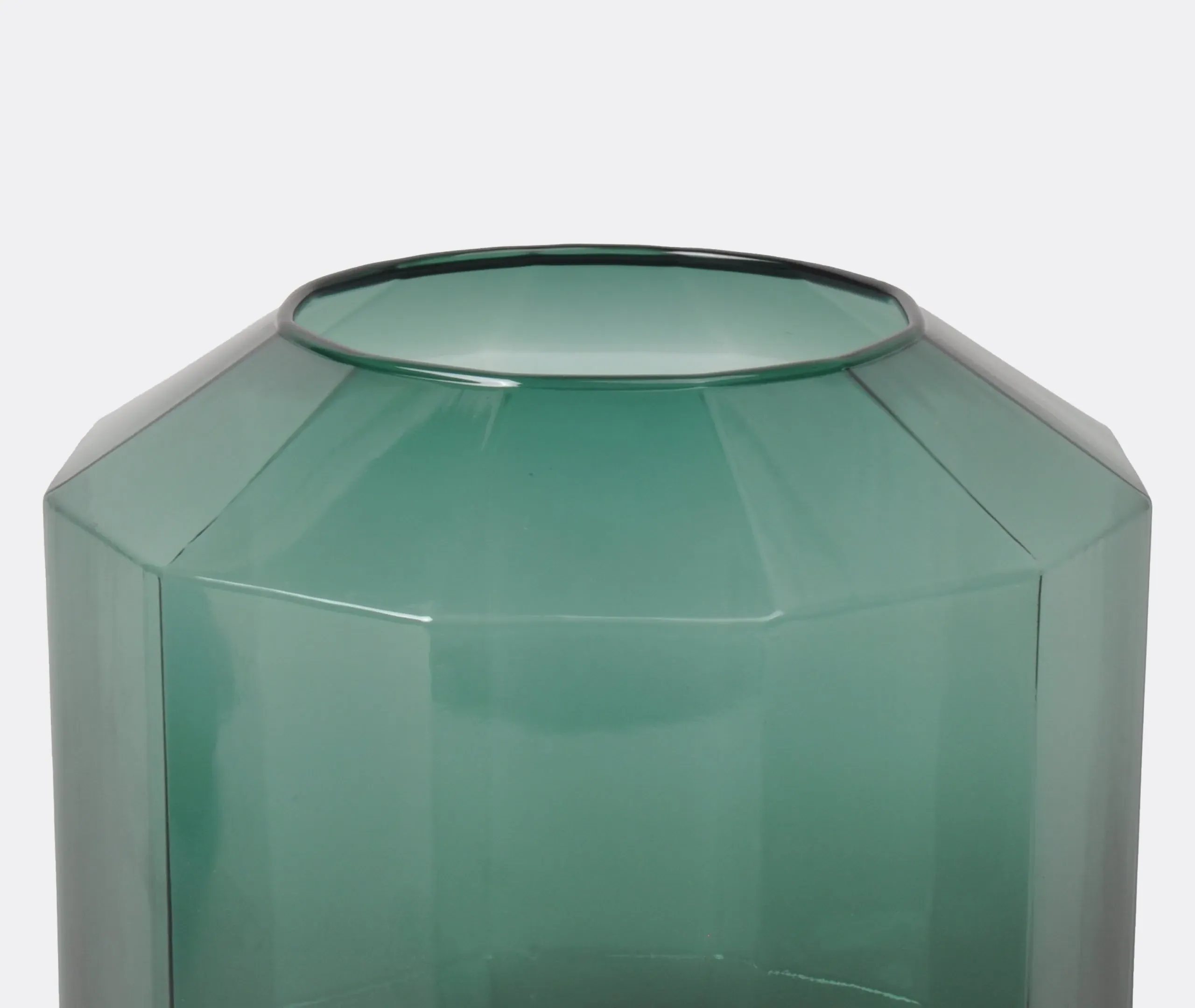 Medium Vase with 12-Sided Design - Green, Glass