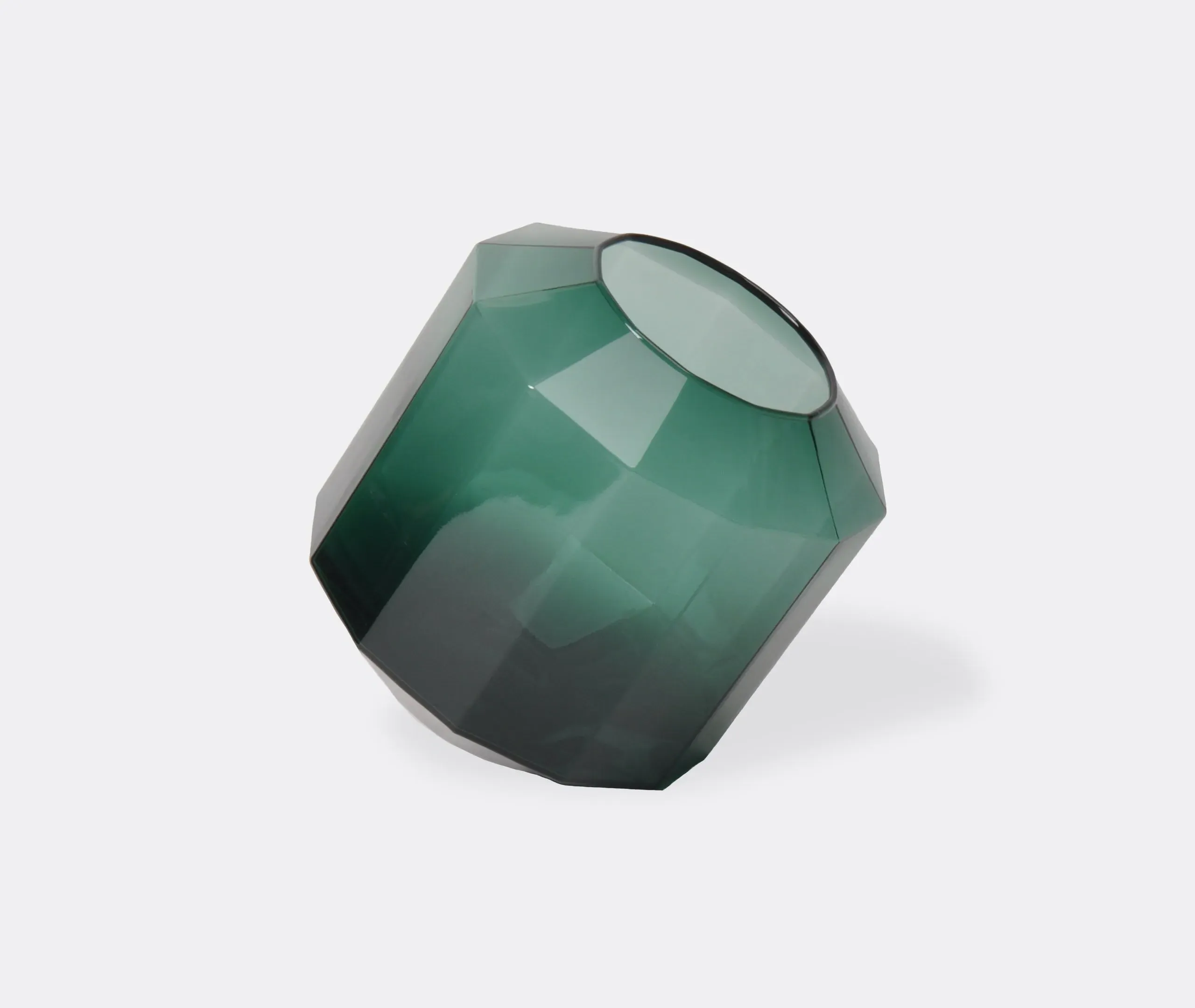 Medium Vase with 12-Sided Design - Green, Glass