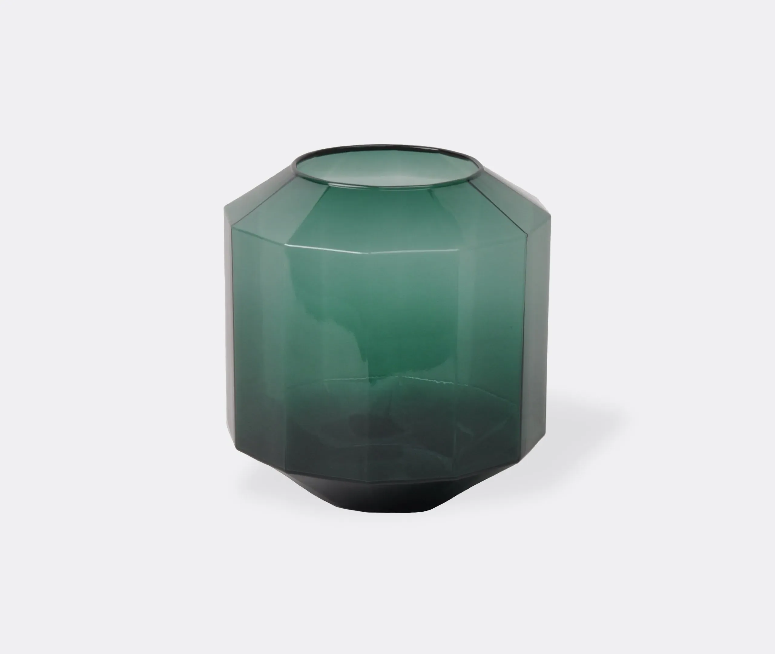 Medium Vase with 12-Sided Design - Green, Glass