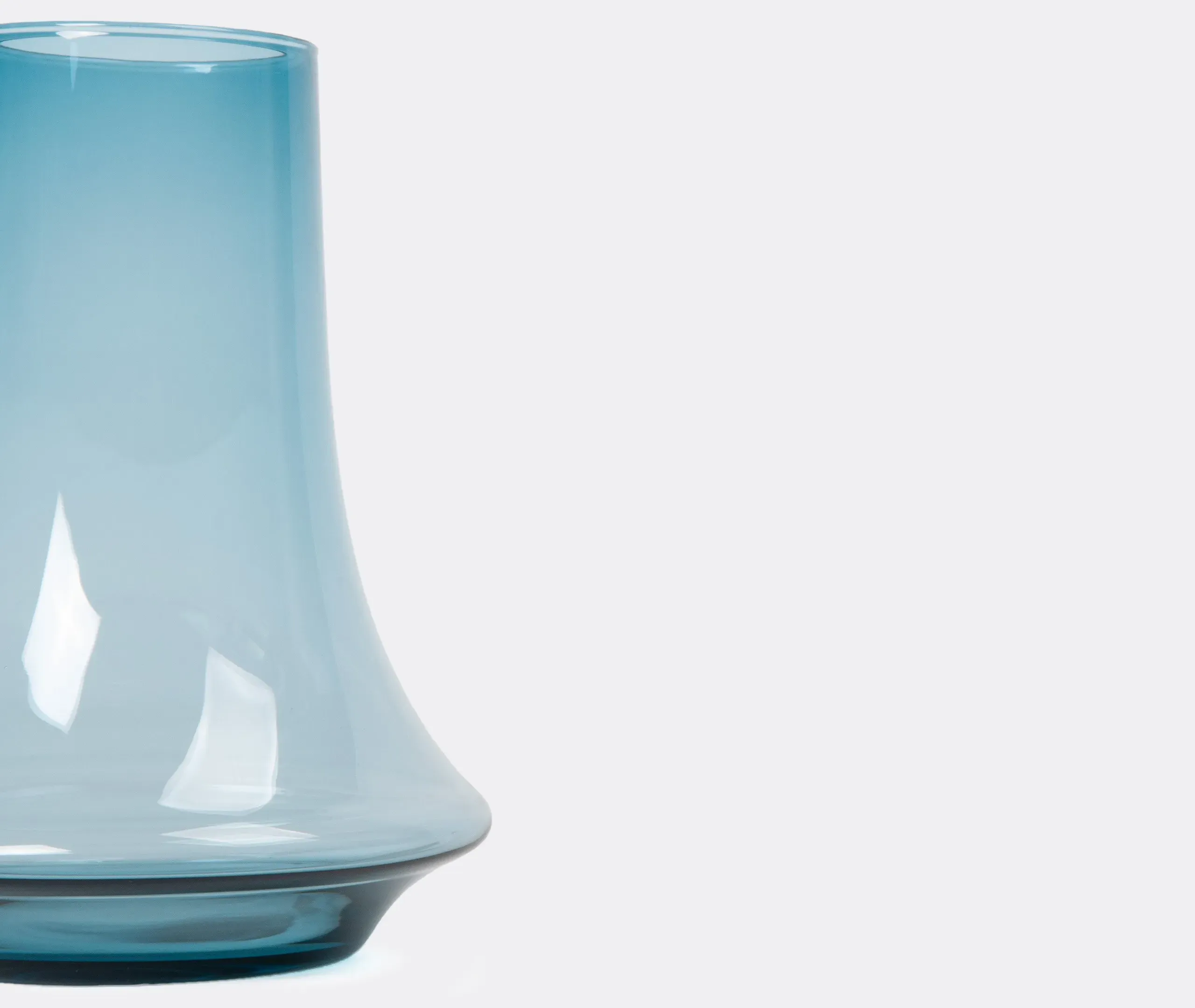Medium Vase with Curved Design - Blue, Glass