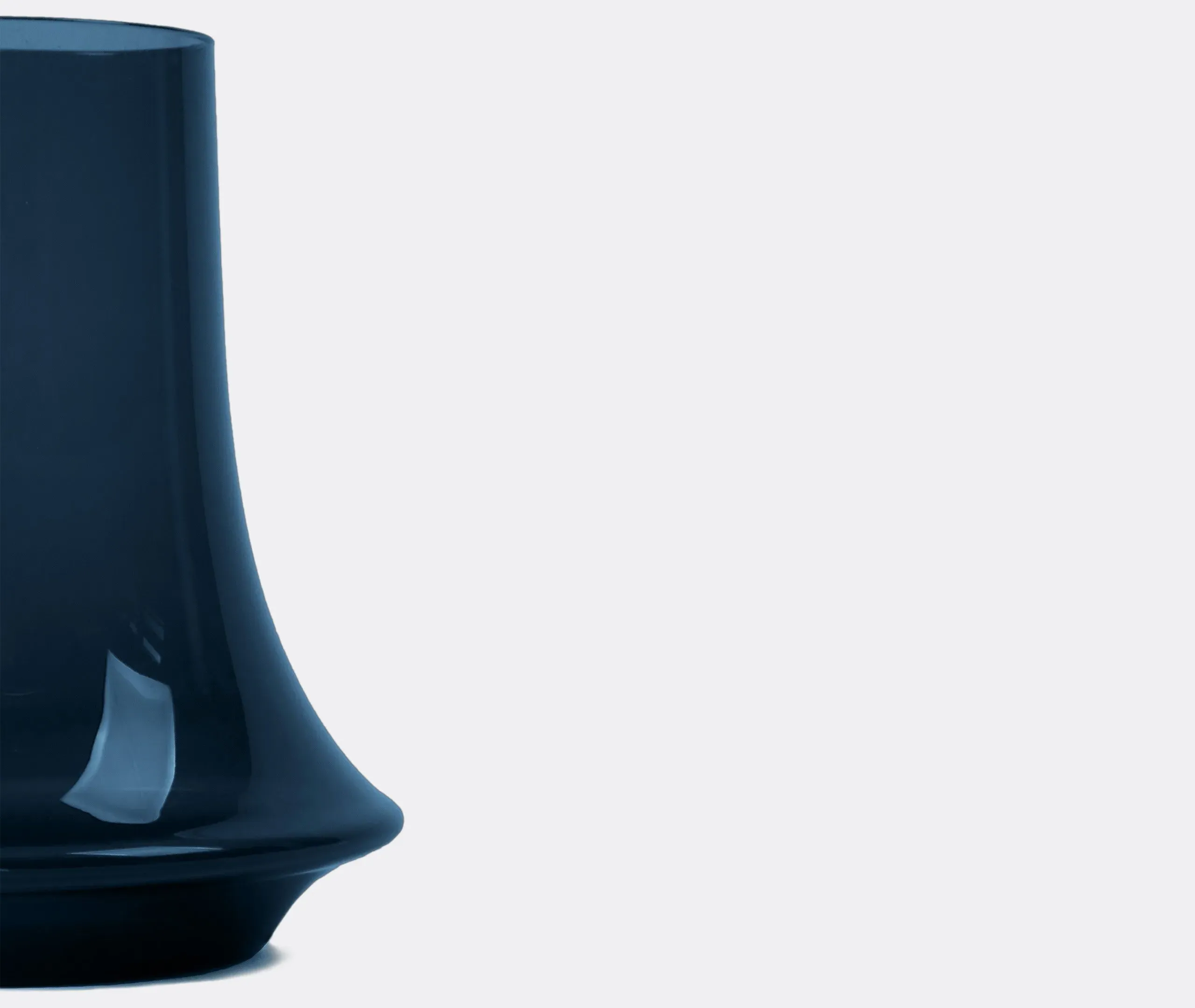 Medium Vase with Curved Design - Blue, Glass