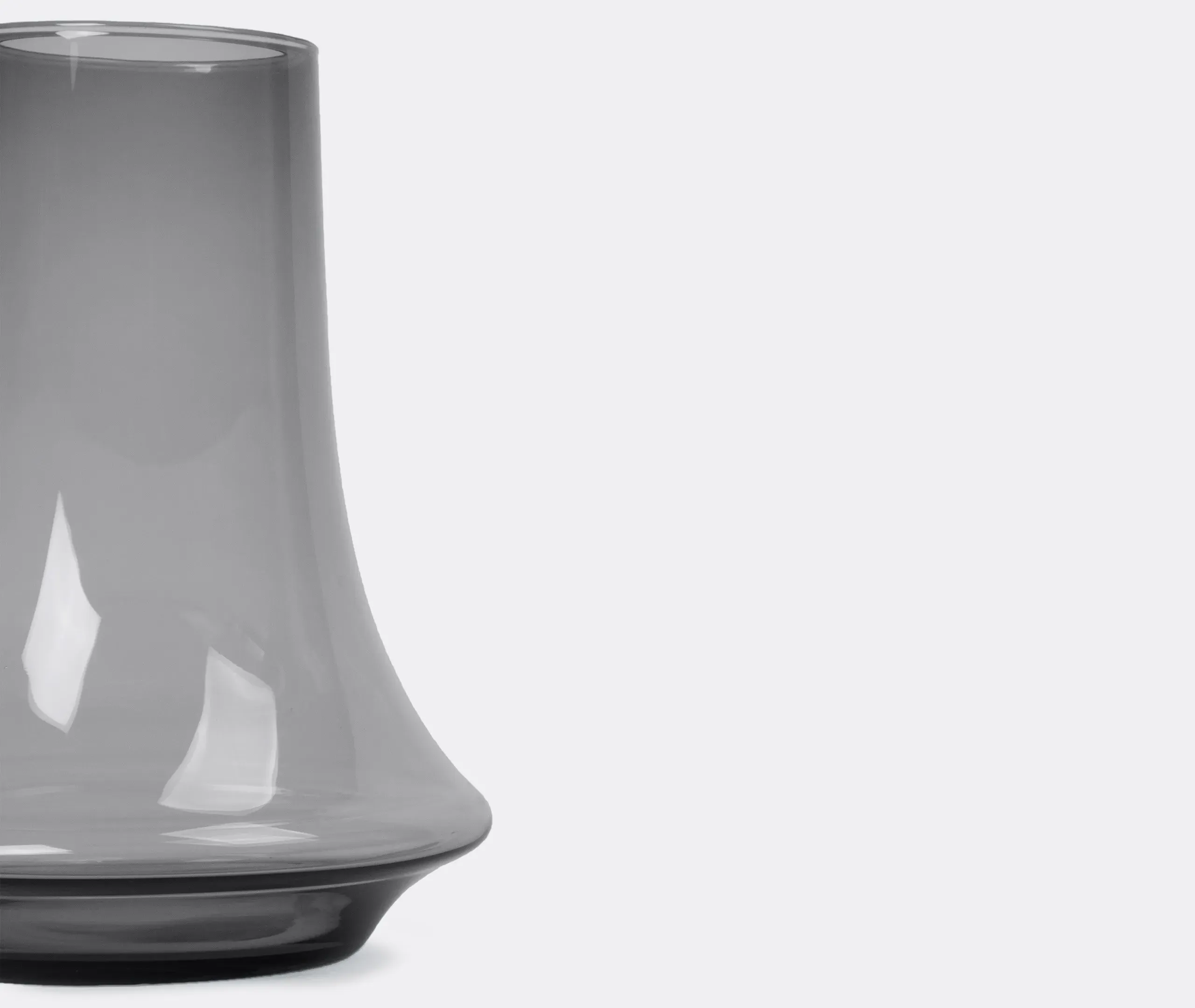 Medium Vase with Curved Design - Grey, Glass