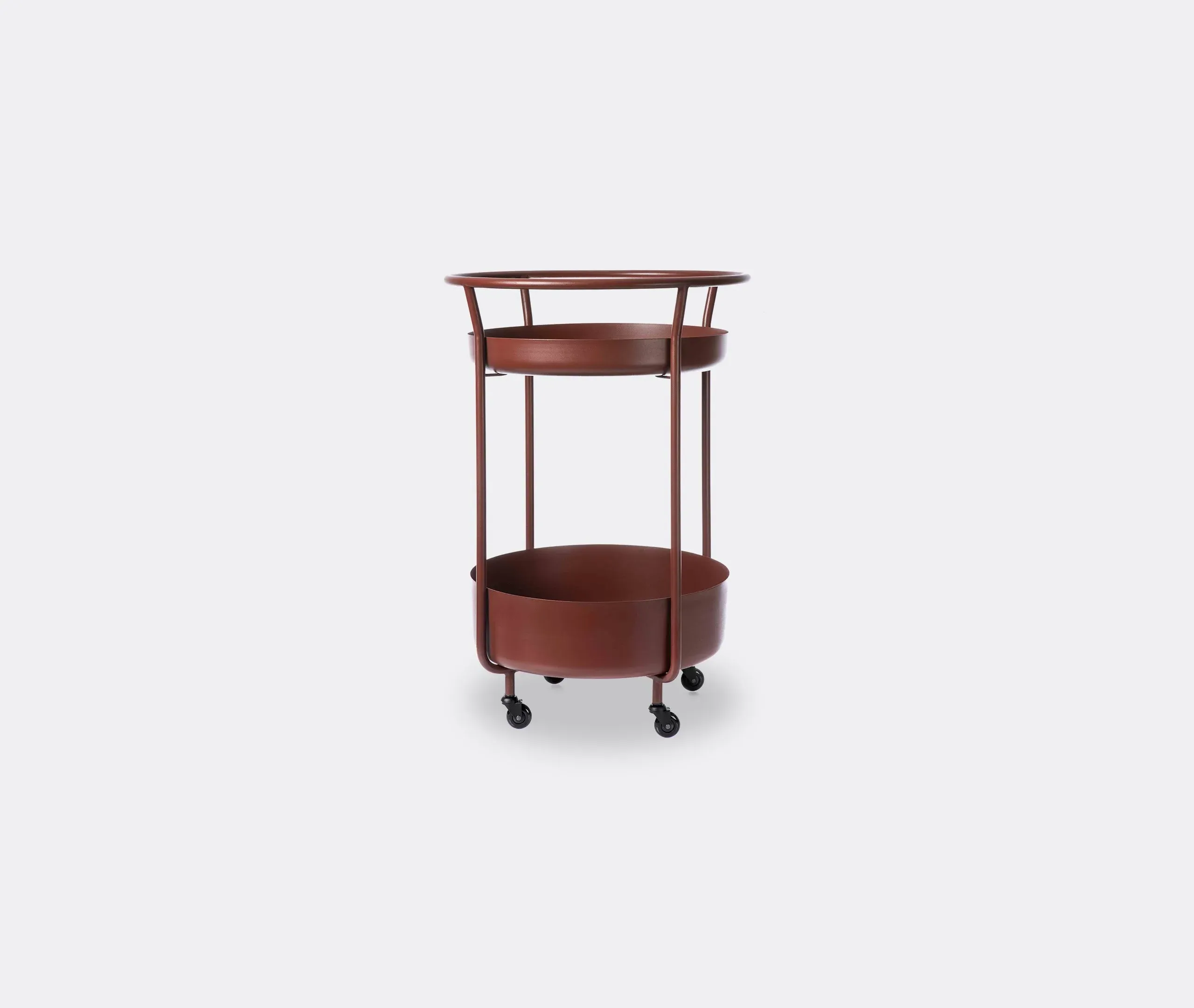 Mobile Bar Trolley with Wheels - Red, Steel