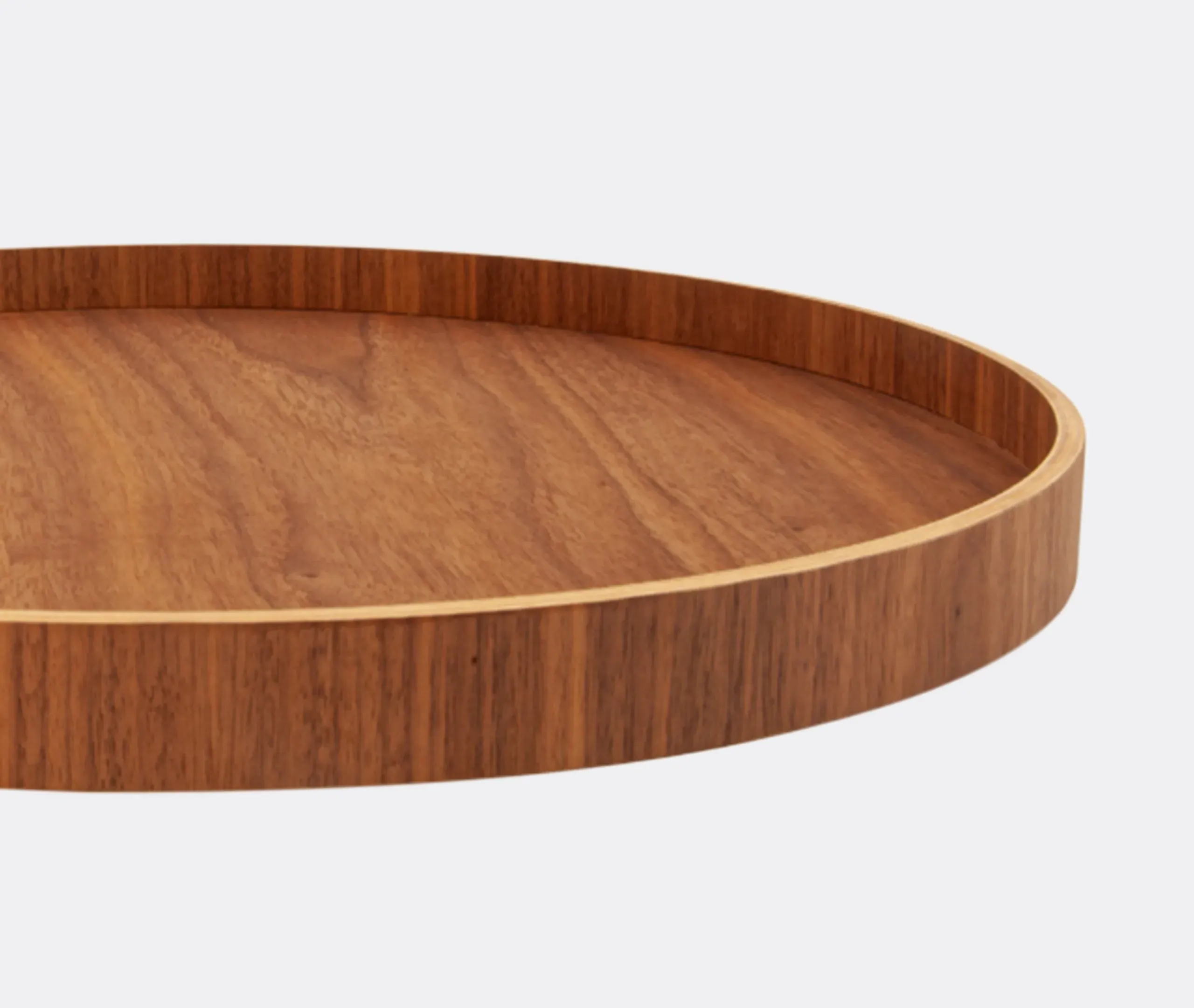Round Serving Tray with Raised Sides - Walnut
