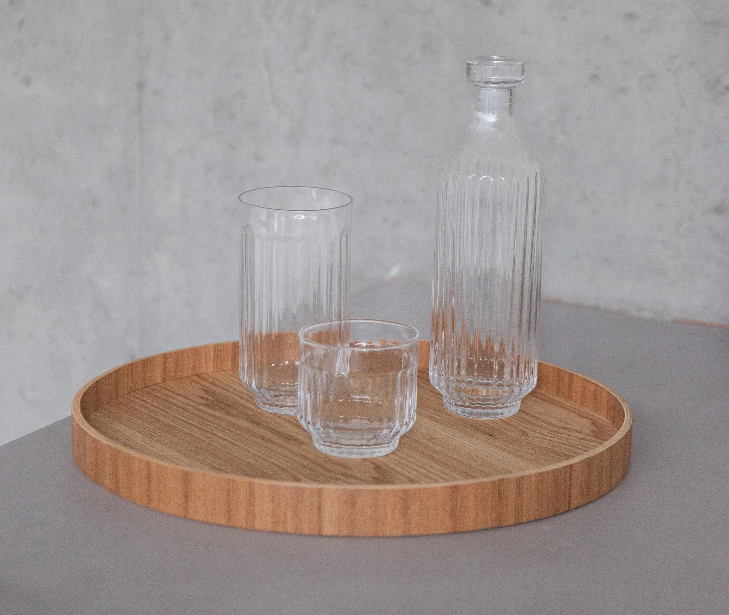 Round Serving Tray with Raised Sides - Walnut