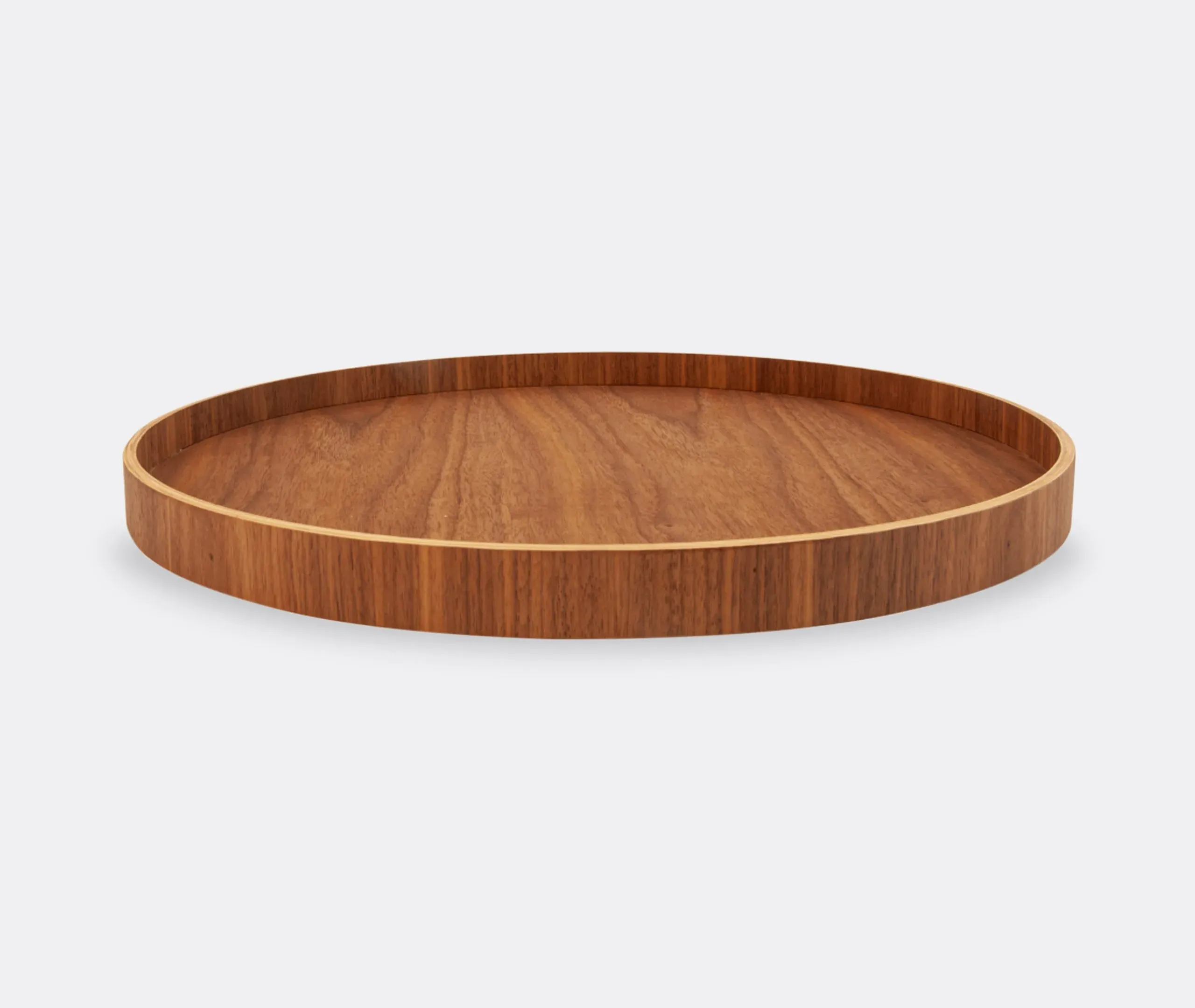 Round Serving Tray with Raised Sides - Walnut image