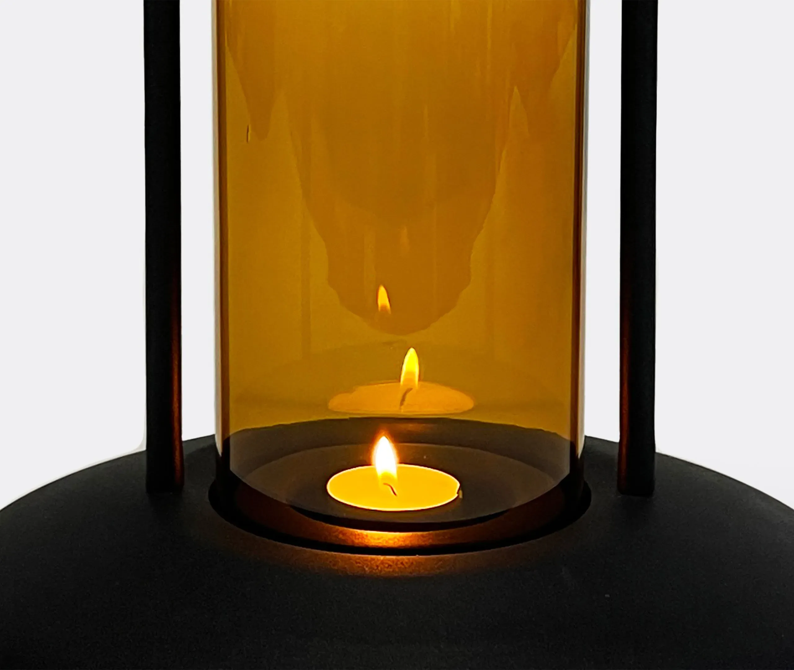 Small Lantern with Handle - Amber, Glass