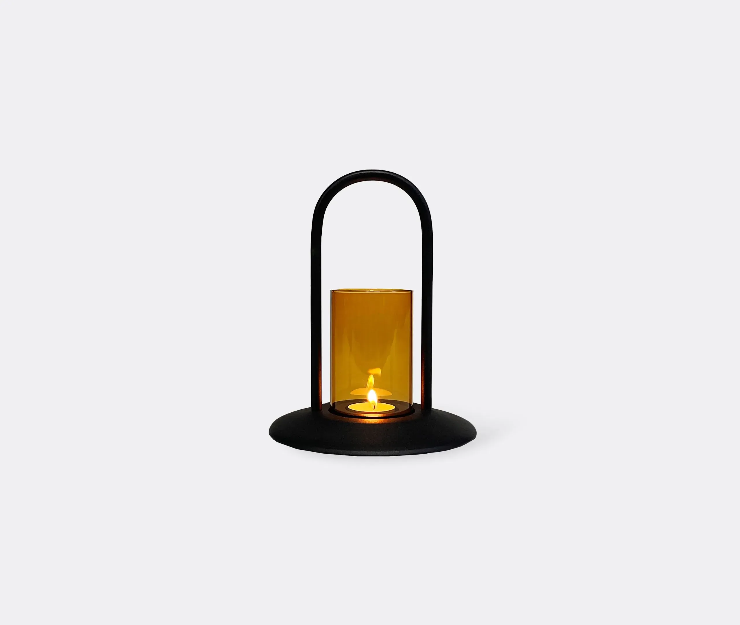 Small Lantern with Handle - Amber, Glass image