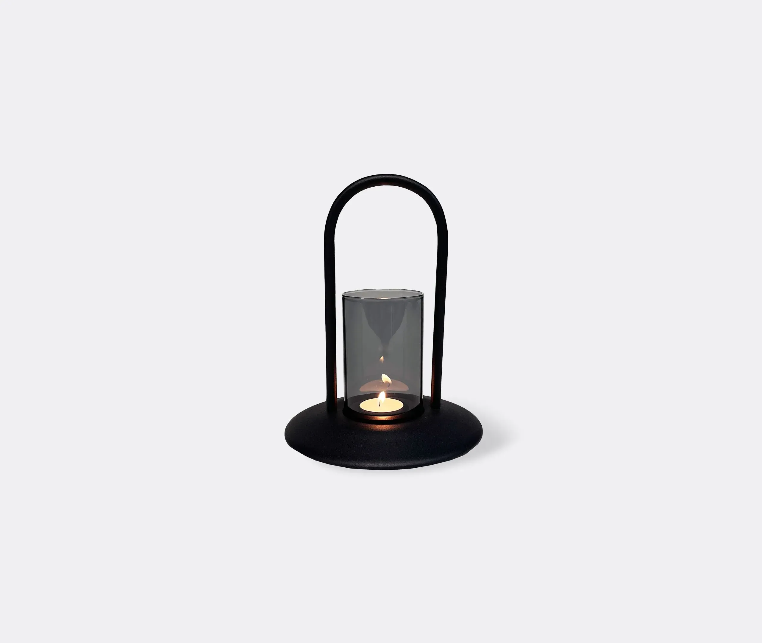Small Lantern with Handle - Grey, Glass