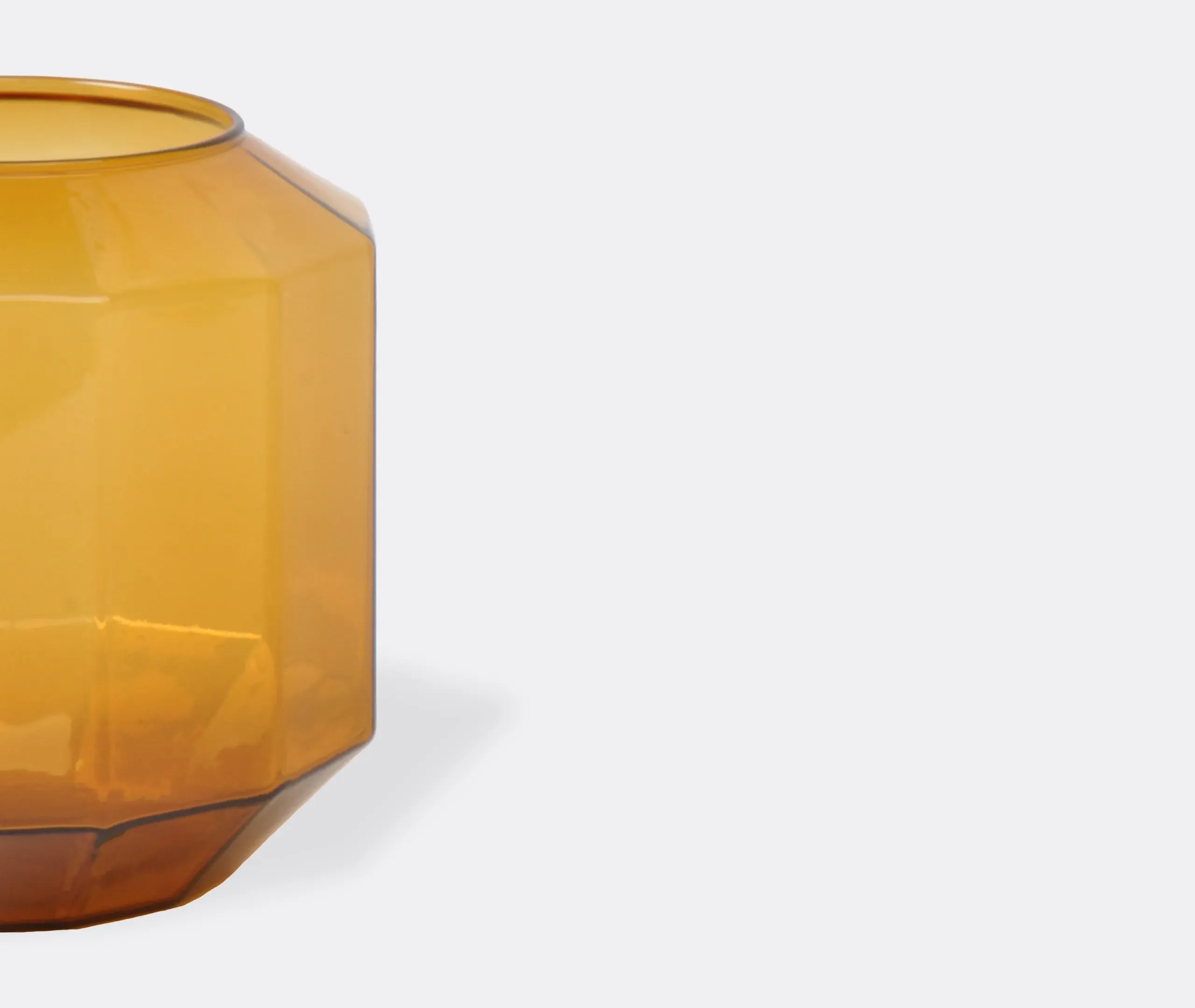 Small Vase with 12-Sided Design - Amber, Glass