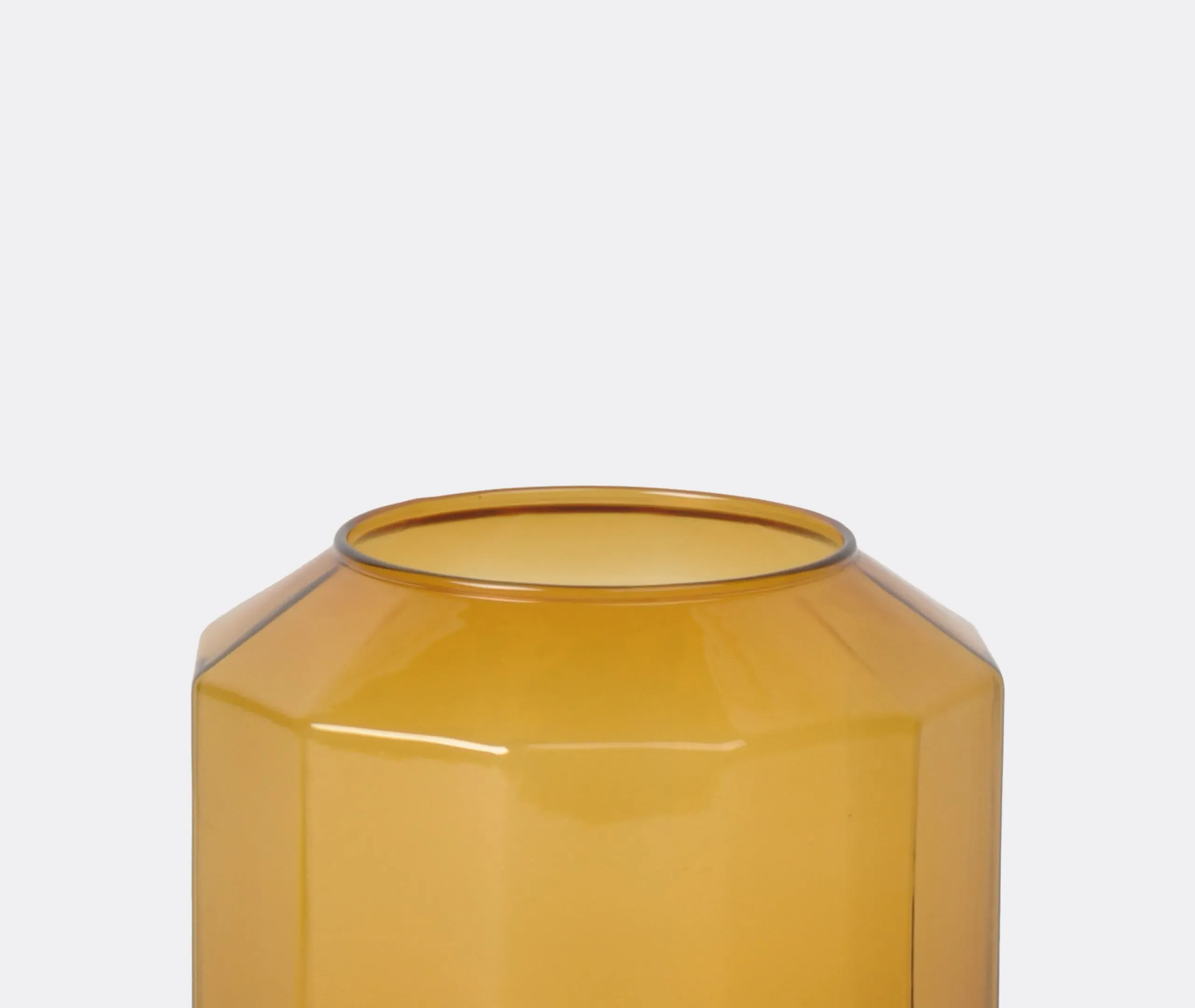 Small Vase with 12-Sided Design - Amber, Glass