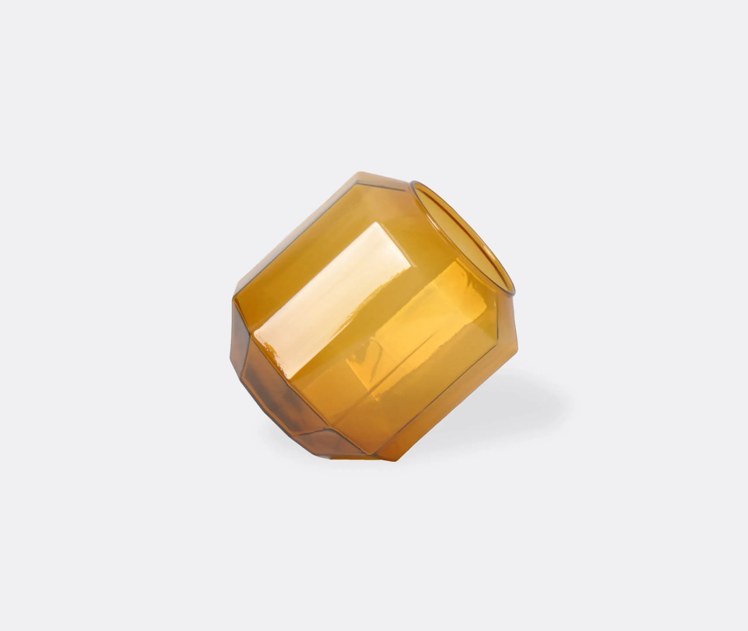 Small Vase with 12-Sided Design - Amber, Glass