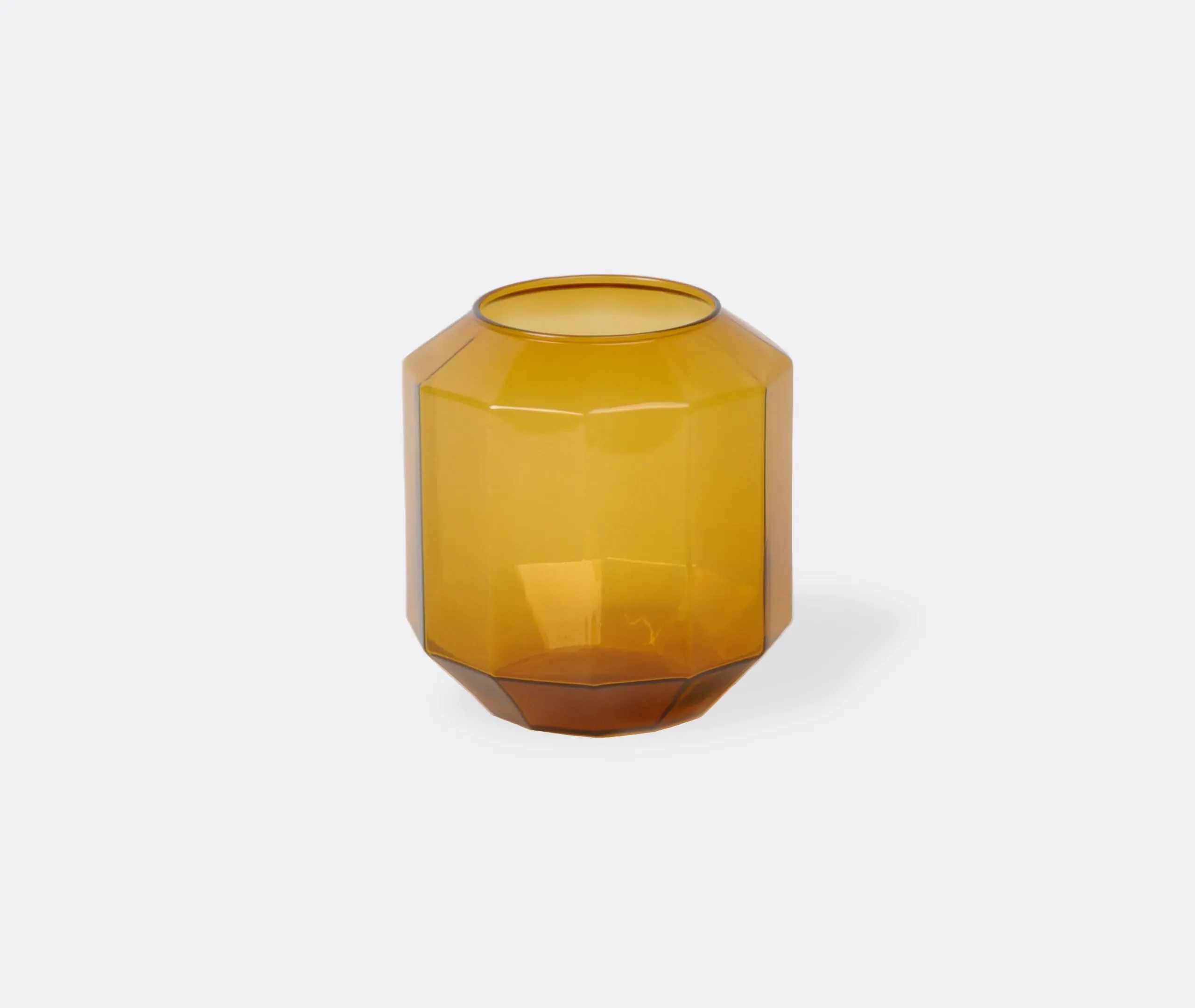 Small Vase with 12-Sided Design - Amber, Glass