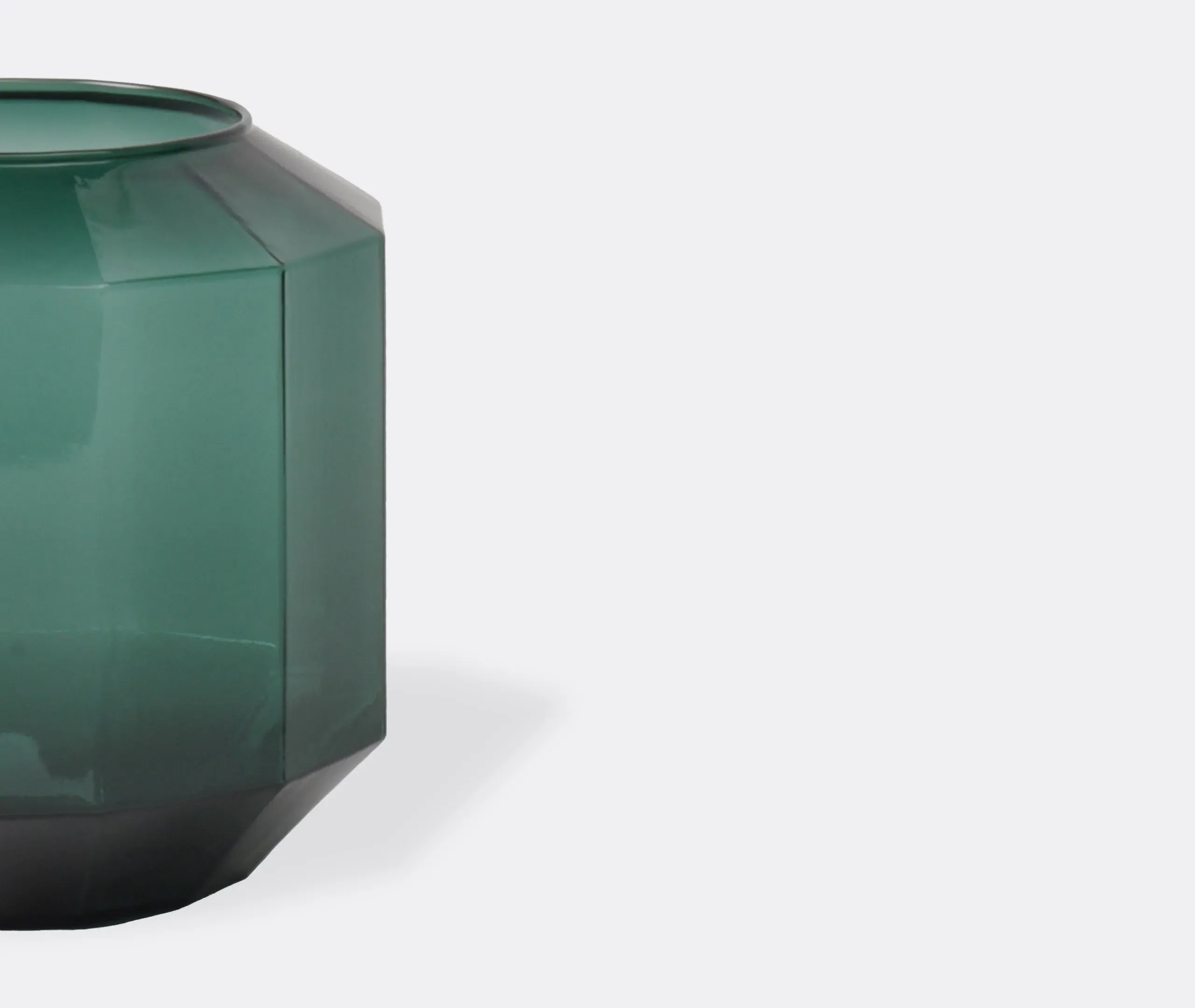 Small Vase with 12-Sided Design - Green, Glass