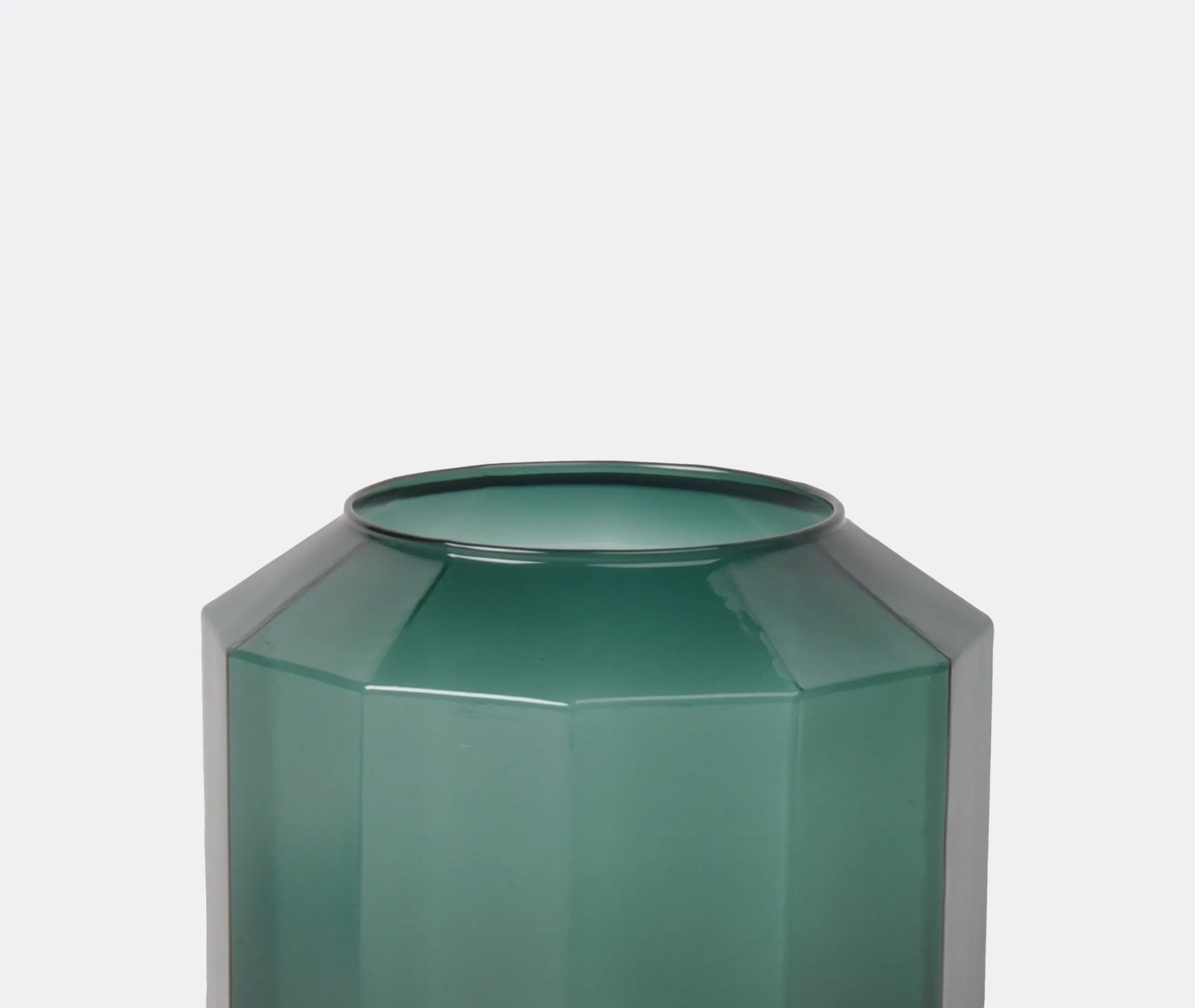 Small Vase with 12-Sided Design - Green, Glass