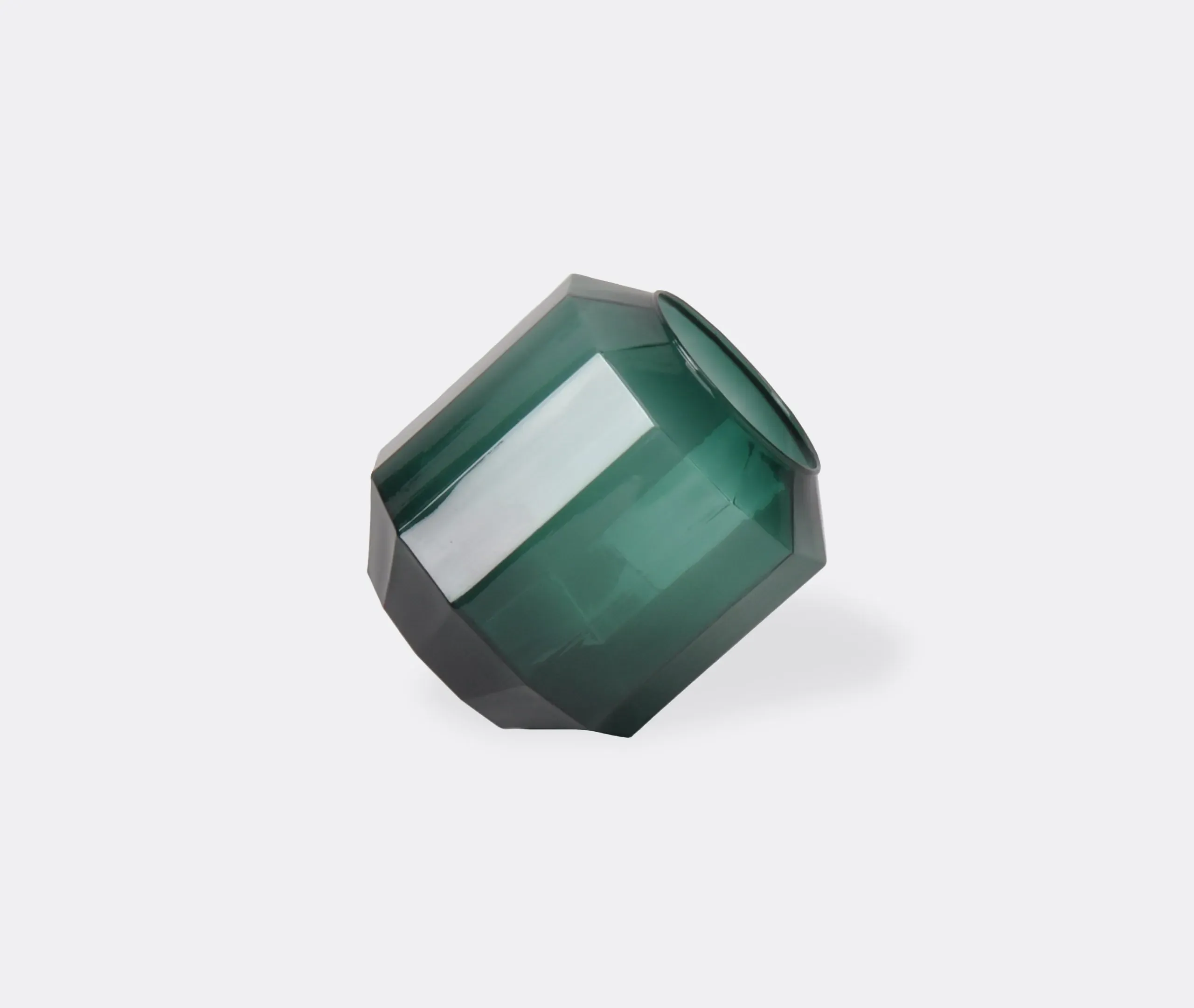 Small Vase with 12-Sided Design - Green, Glass