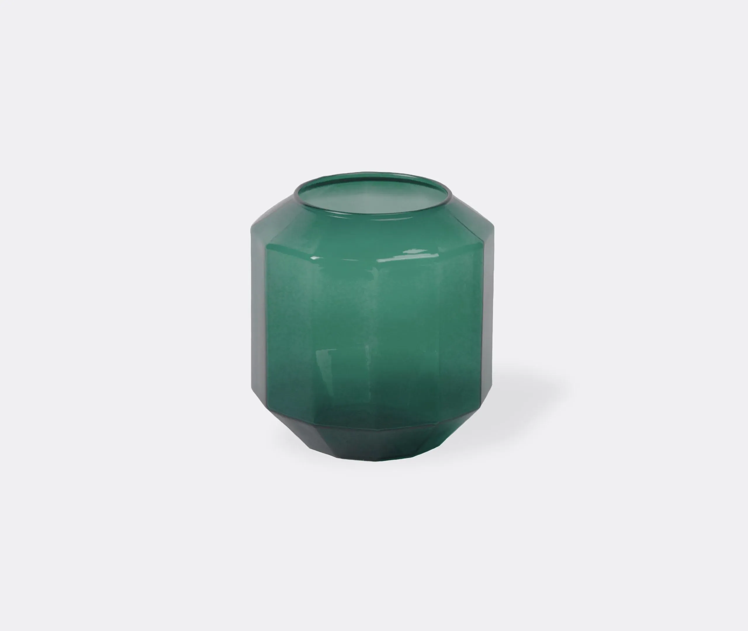 Small Vase with 12-Sided Design - Green, Glass image
