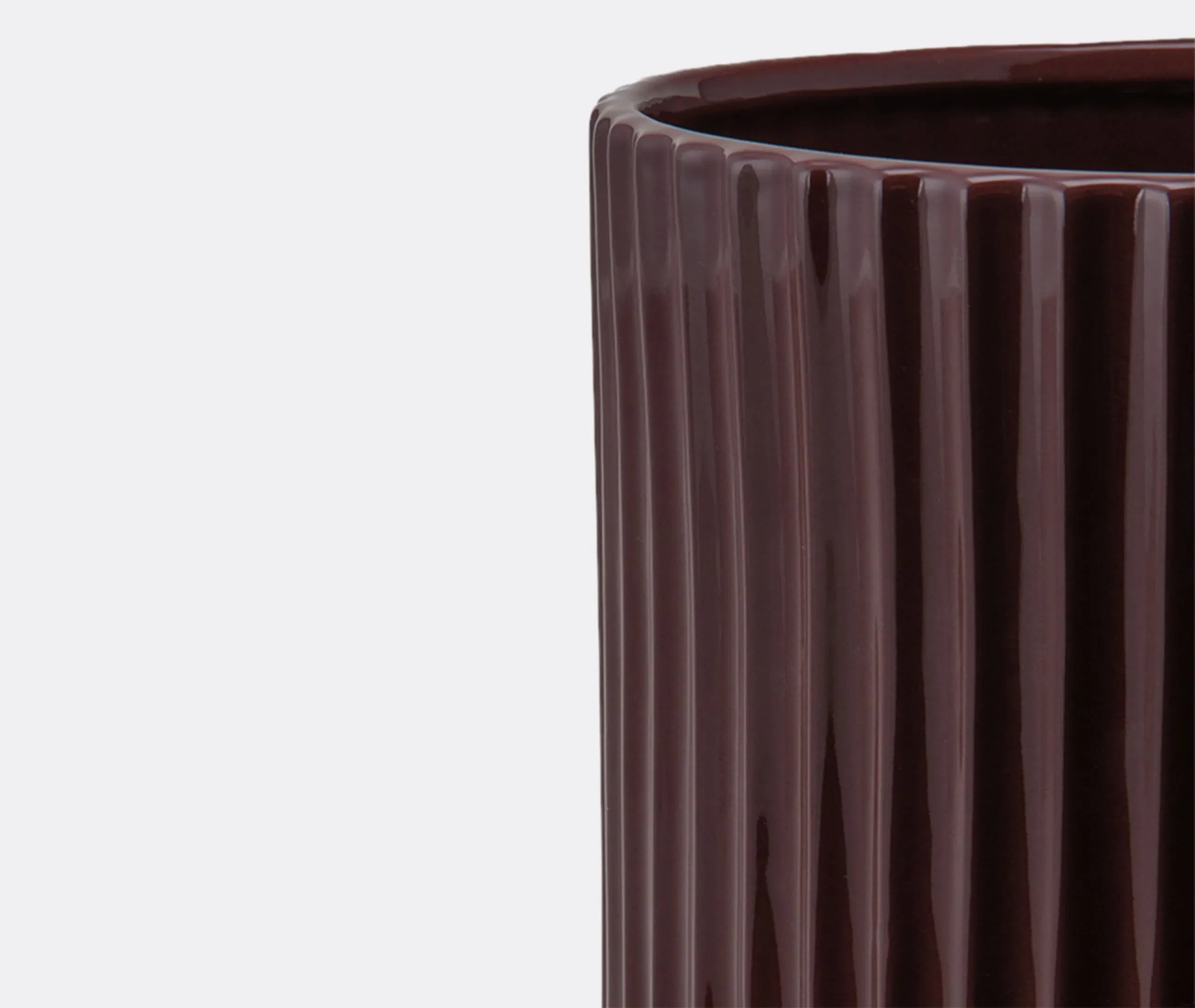 Tall Handcrafted Pot with Linear Design - Brown
