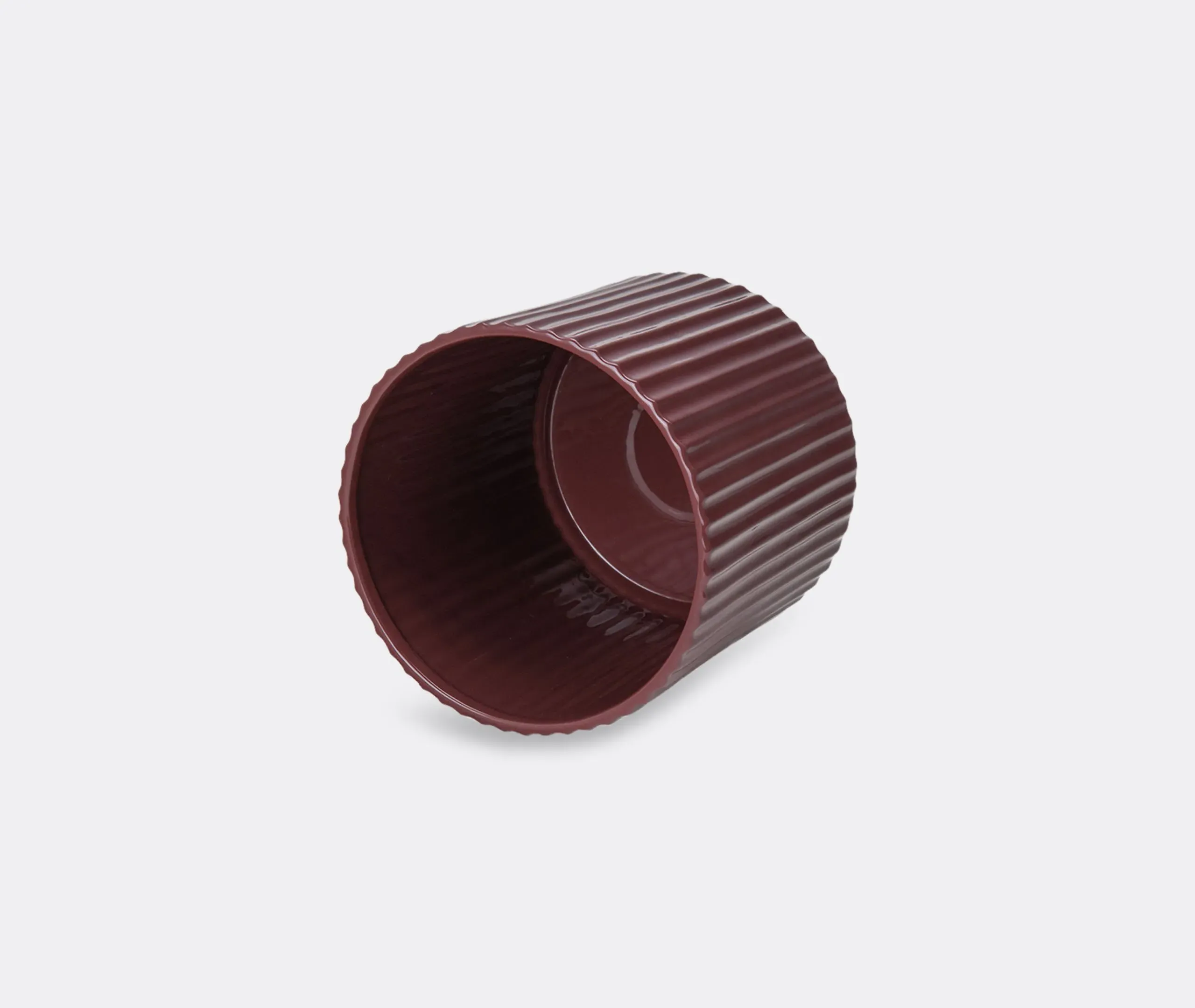 Tall Handcrafted Pot with Linear Design - Brown