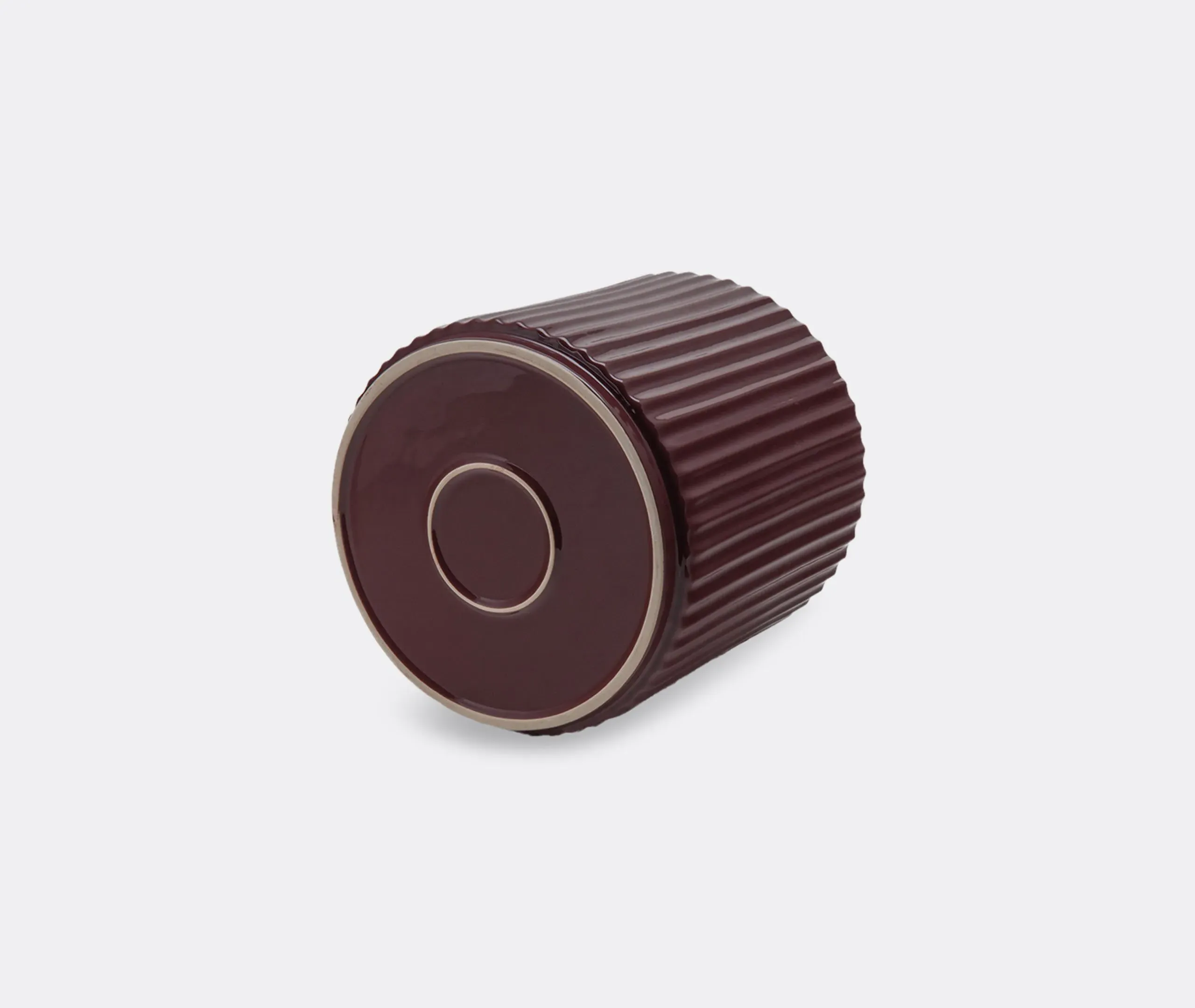 Tall Handcrafted Pot with Linear Design - Brown