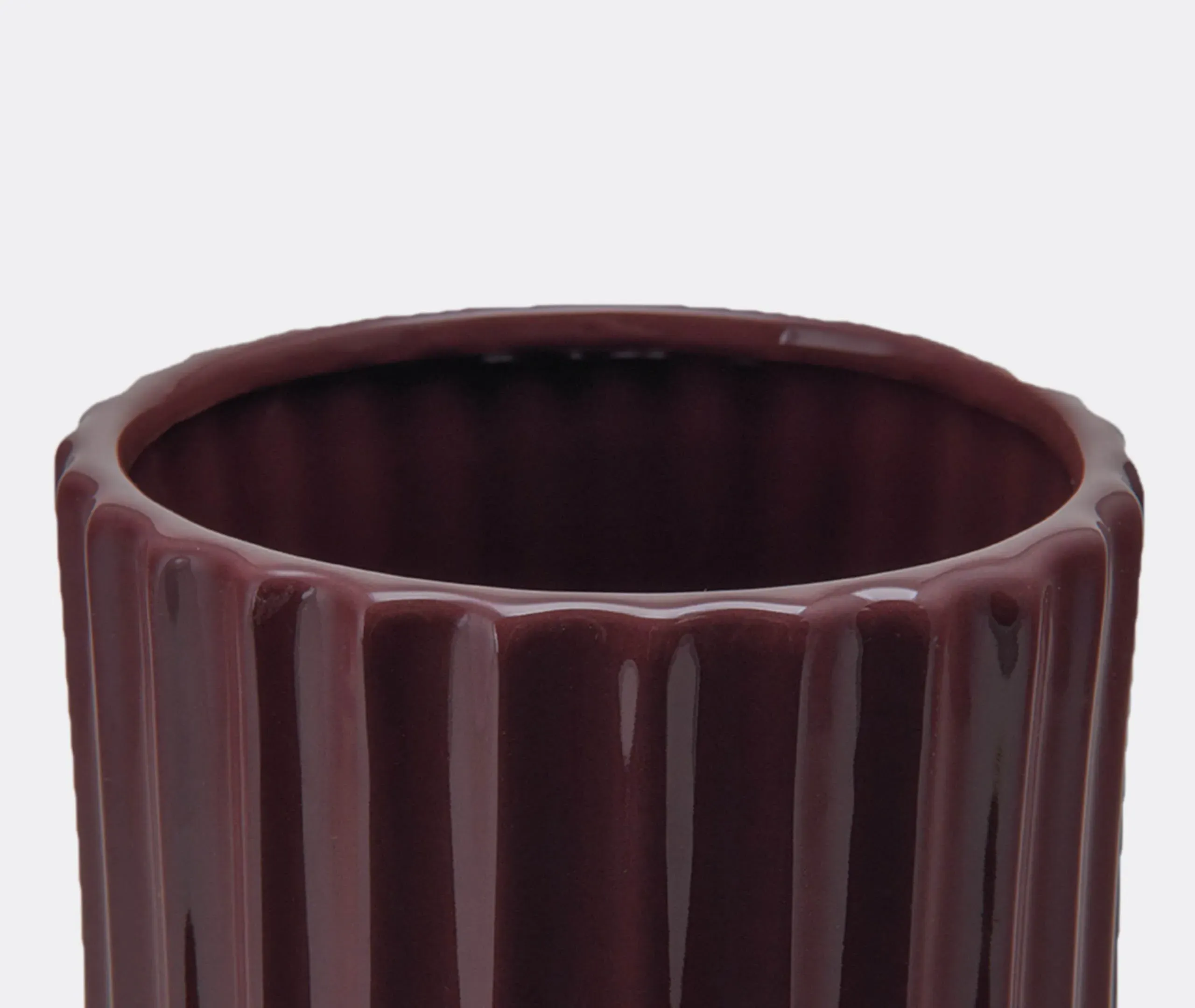 Tall Handcrafted Vase with Creases - Brown