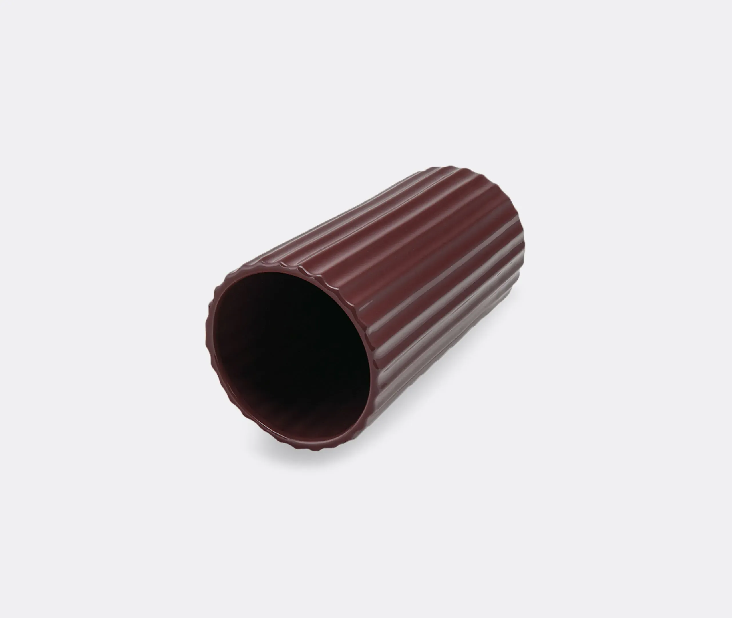 Tall Handcrafted Vase with Creases - Brown