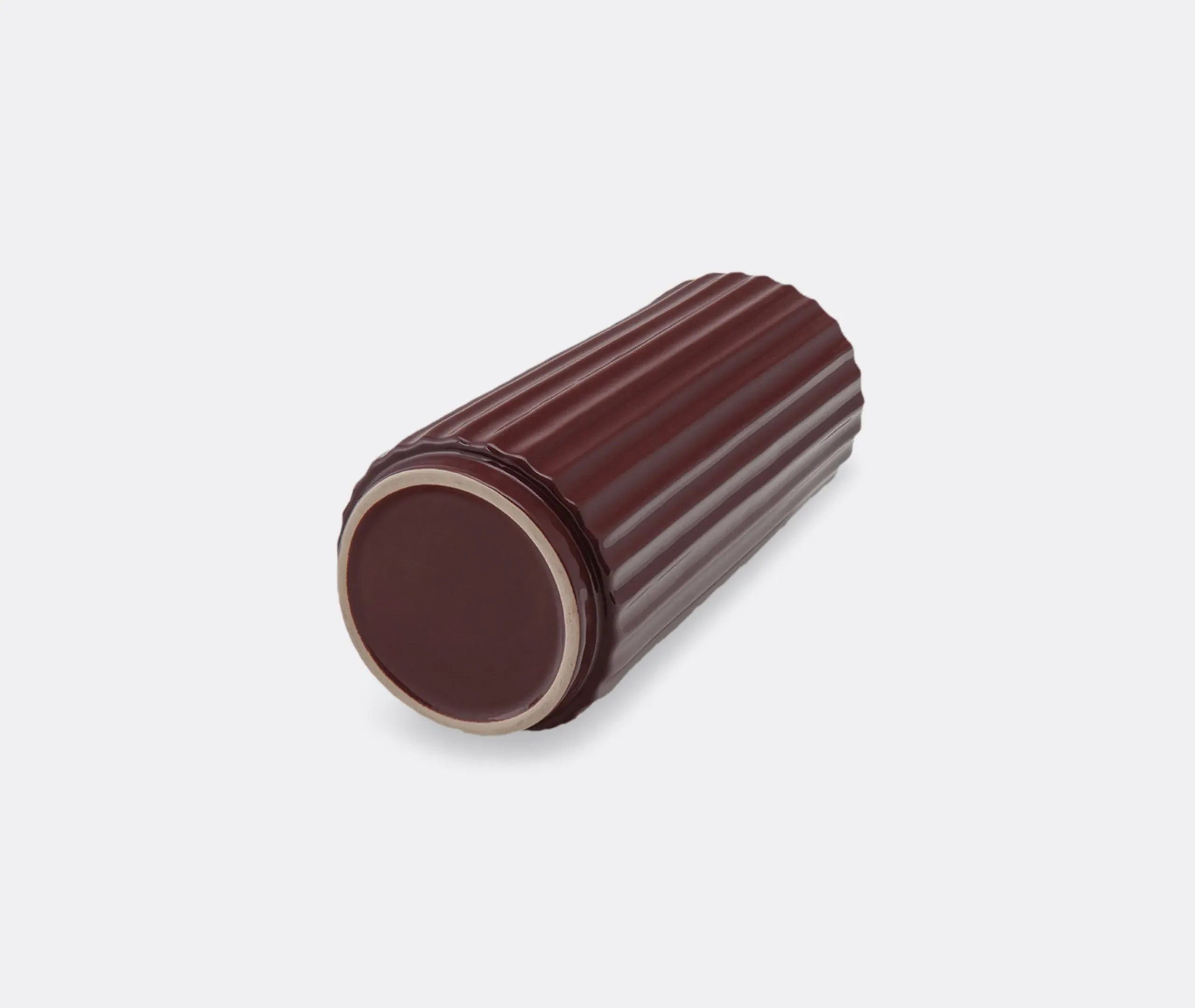 Tall Handcrafted Vase with Creases - Brown