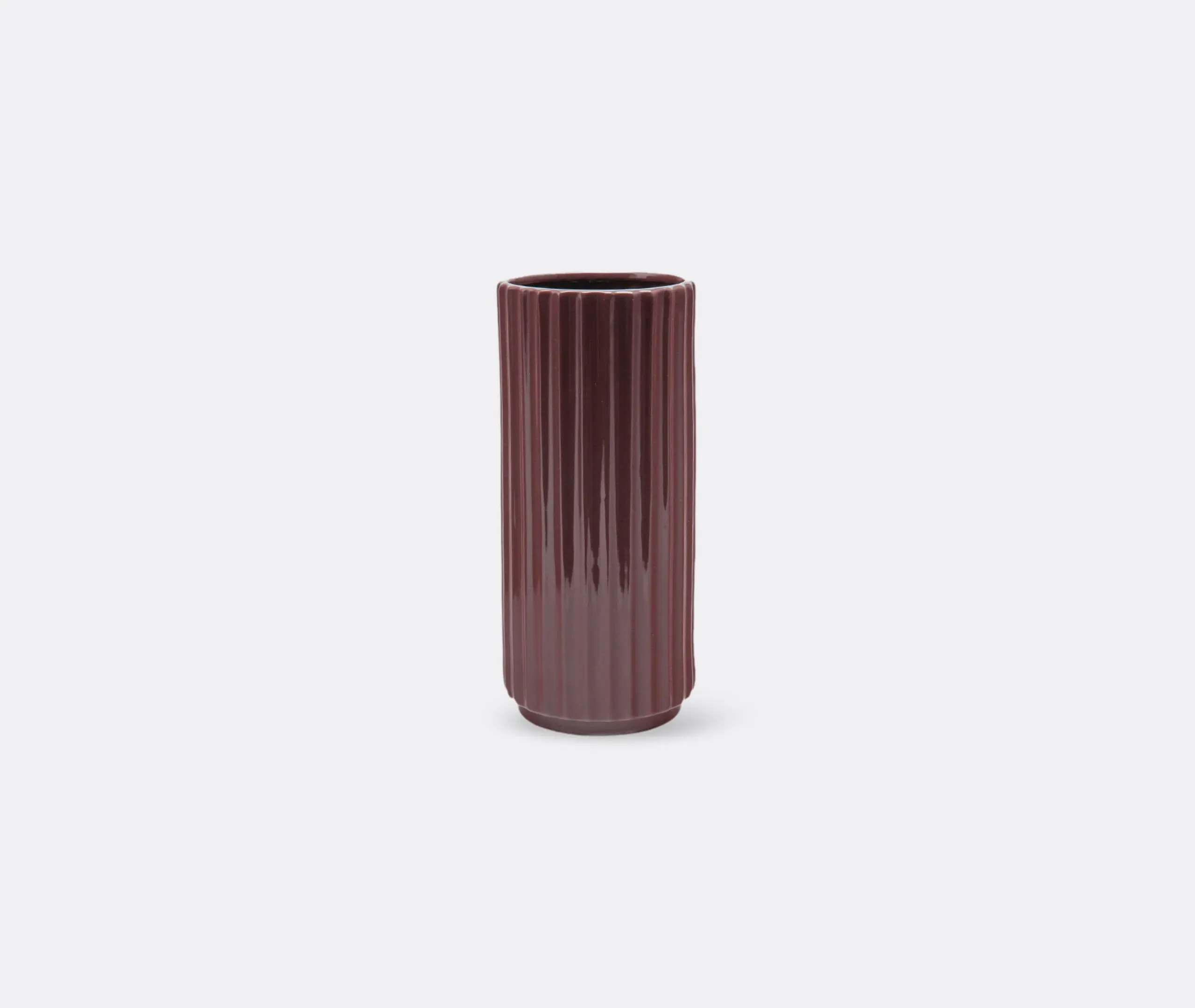 Tall Handcrafted Vase with Creases - Brown