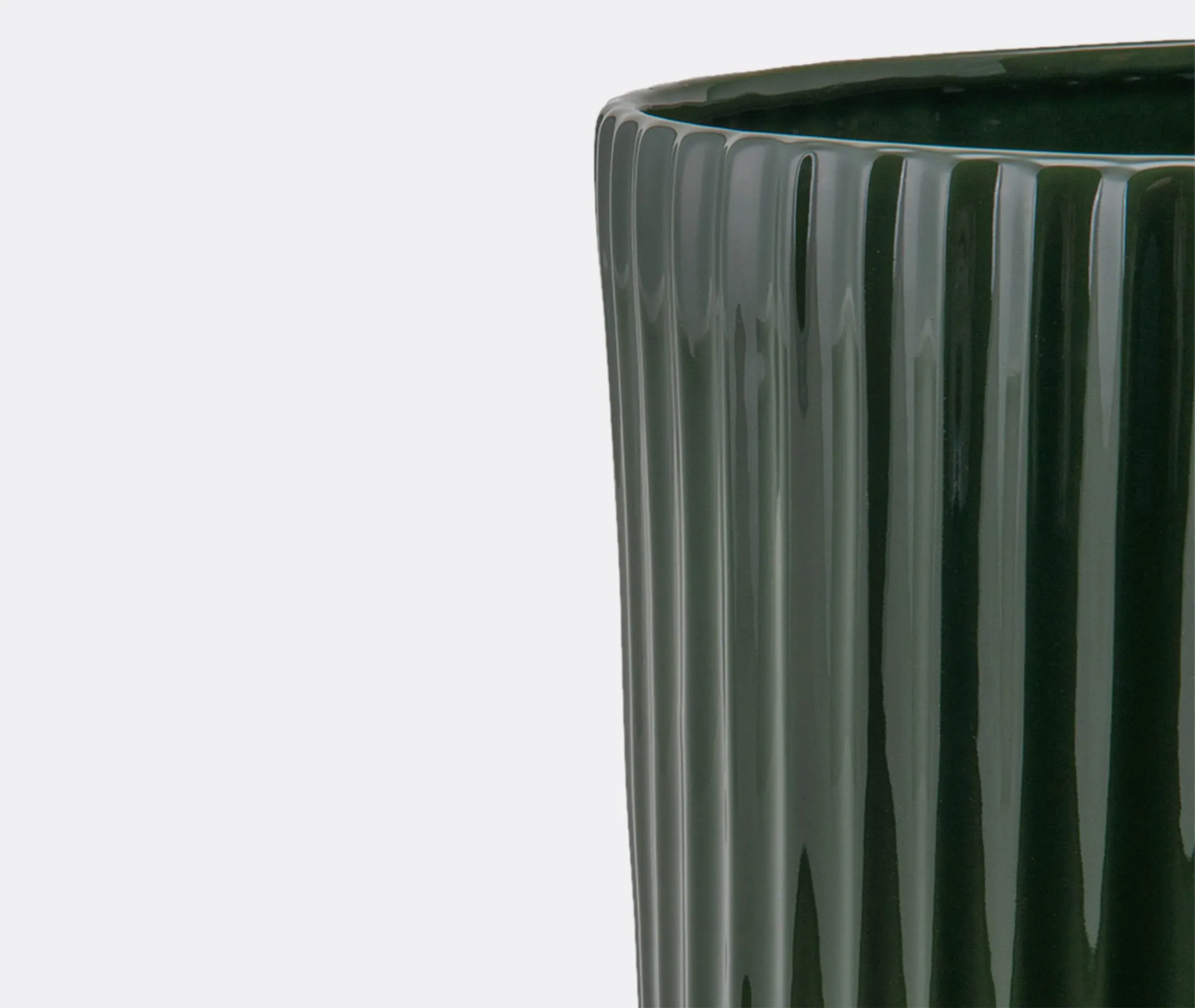 Tall Plant Pot with Linear Creases - Green