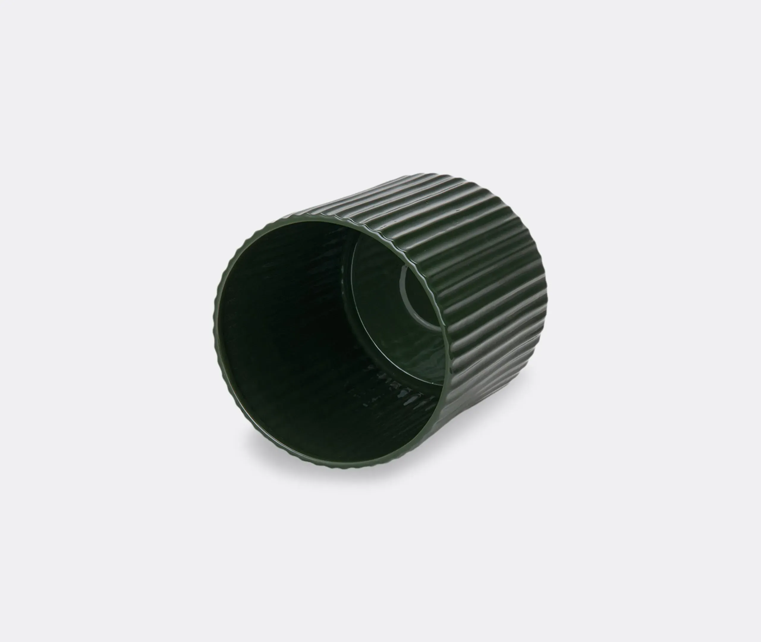 Tall Plant Pot with Linear Creases - Green