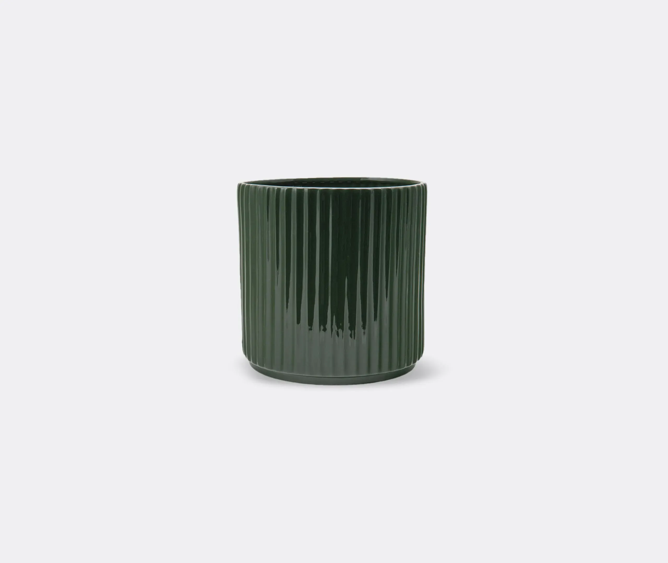 Tall Plant Pot with Linear Creases - Green image